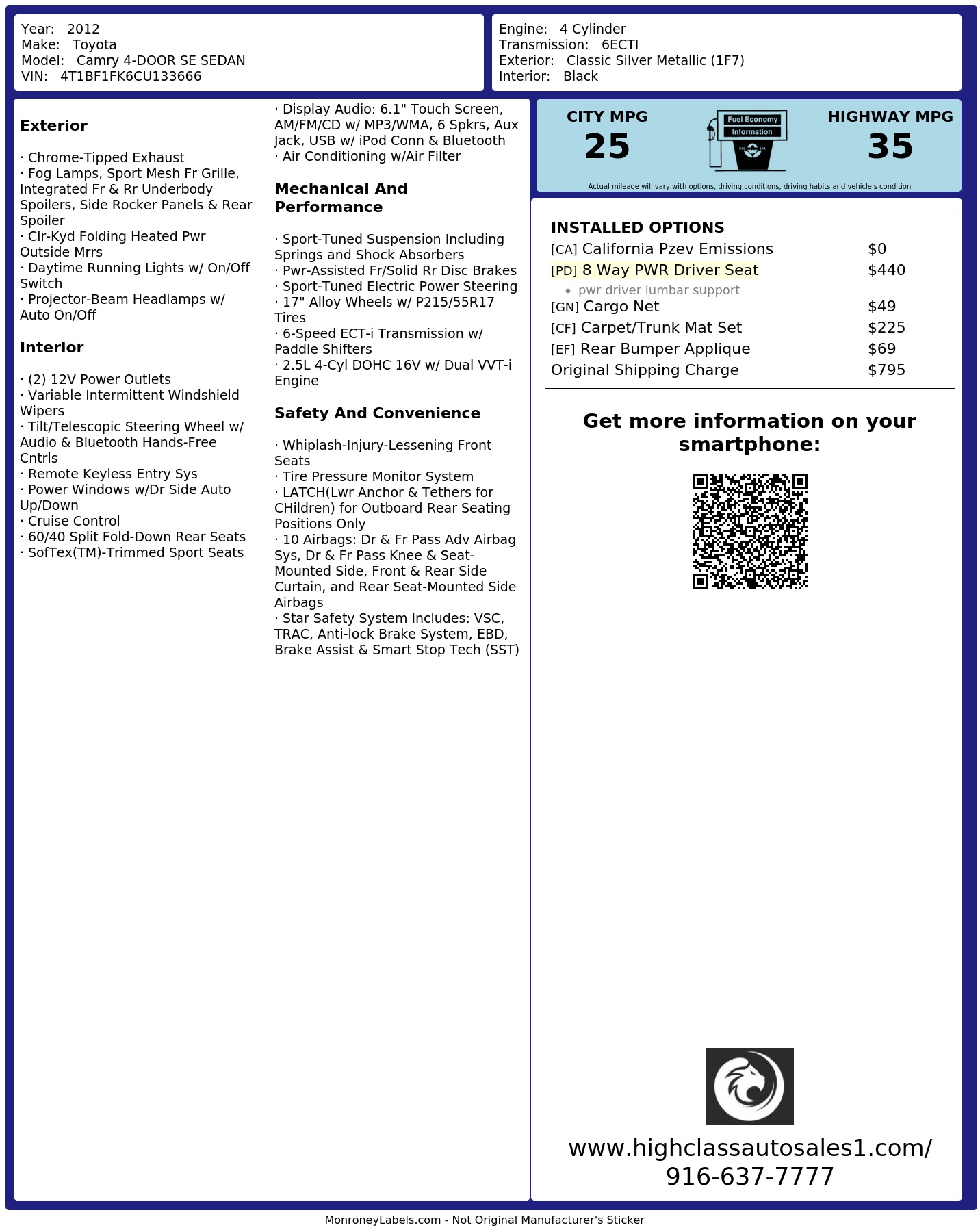 Monroney Label