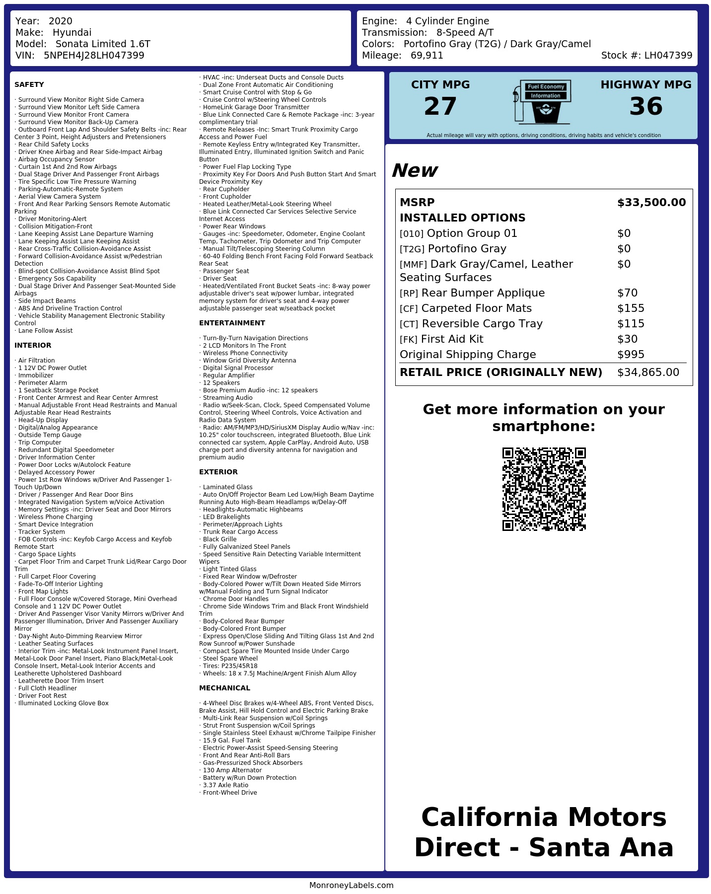 Monroney Label