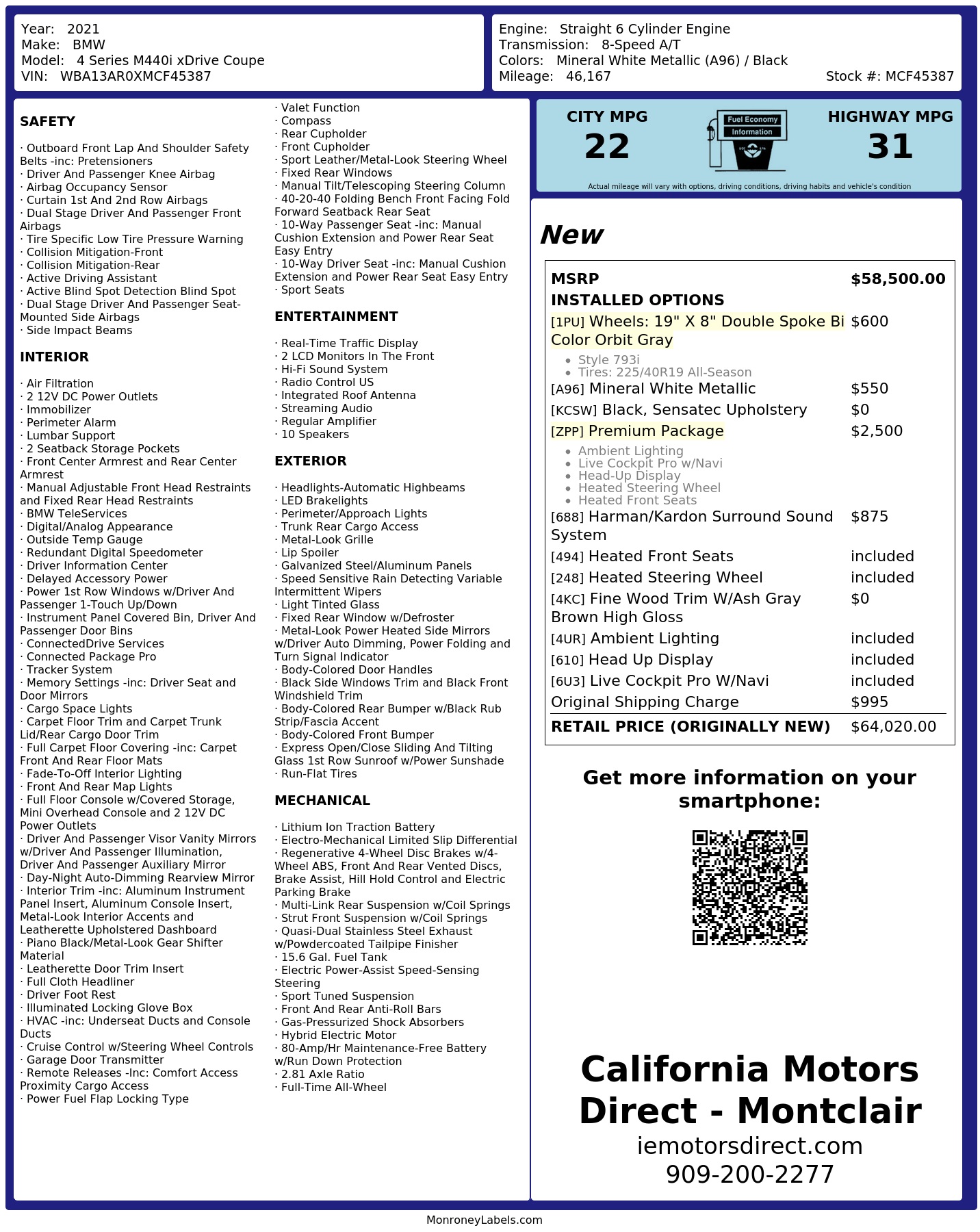 Monroney Label