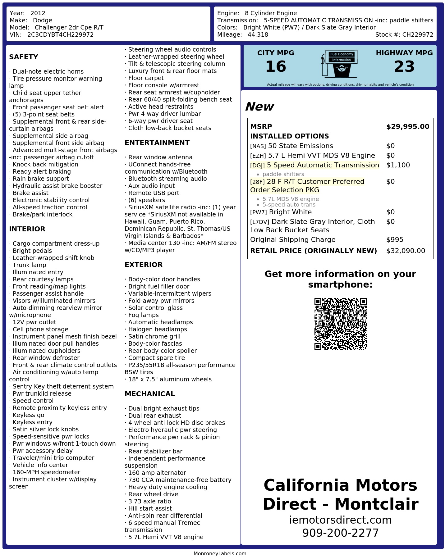 Monroney Label