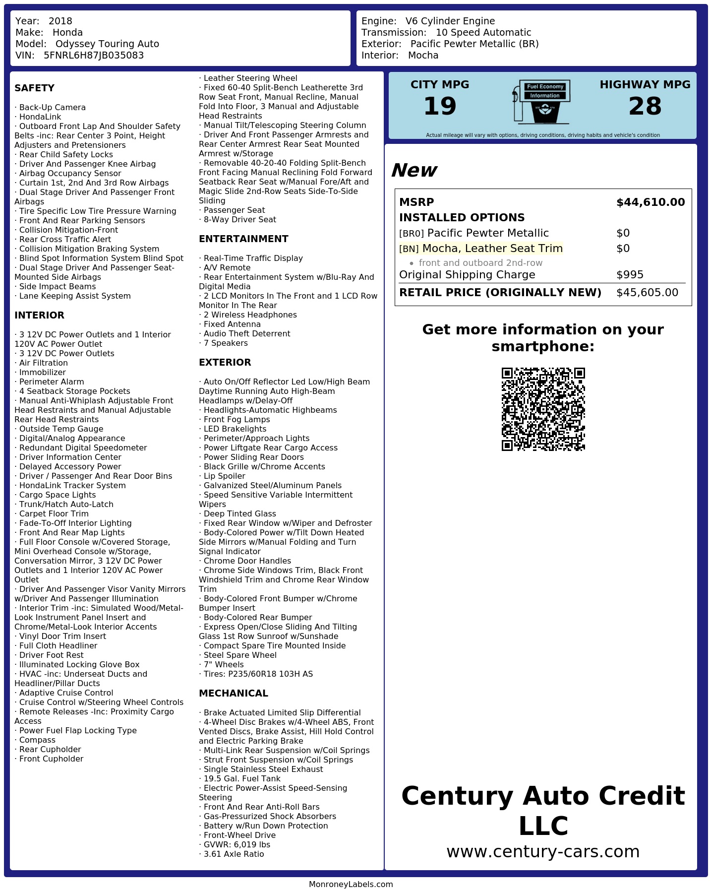 Monroney Label