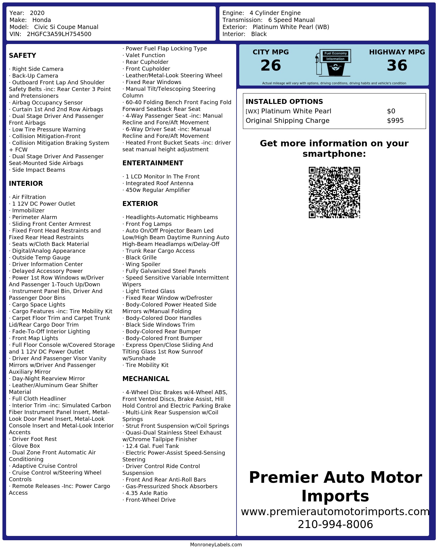Monroney Label
