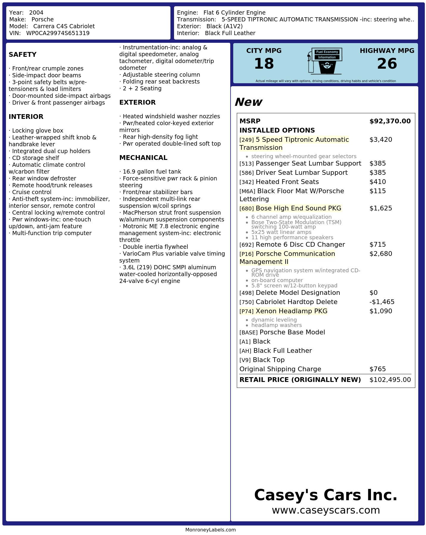Monroney Label