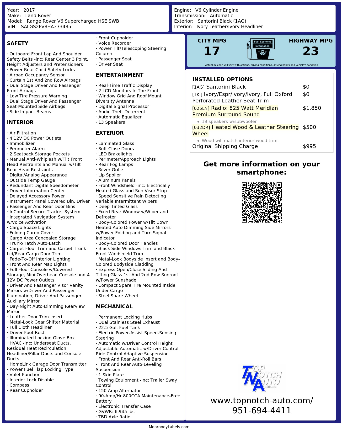 Monroney Label