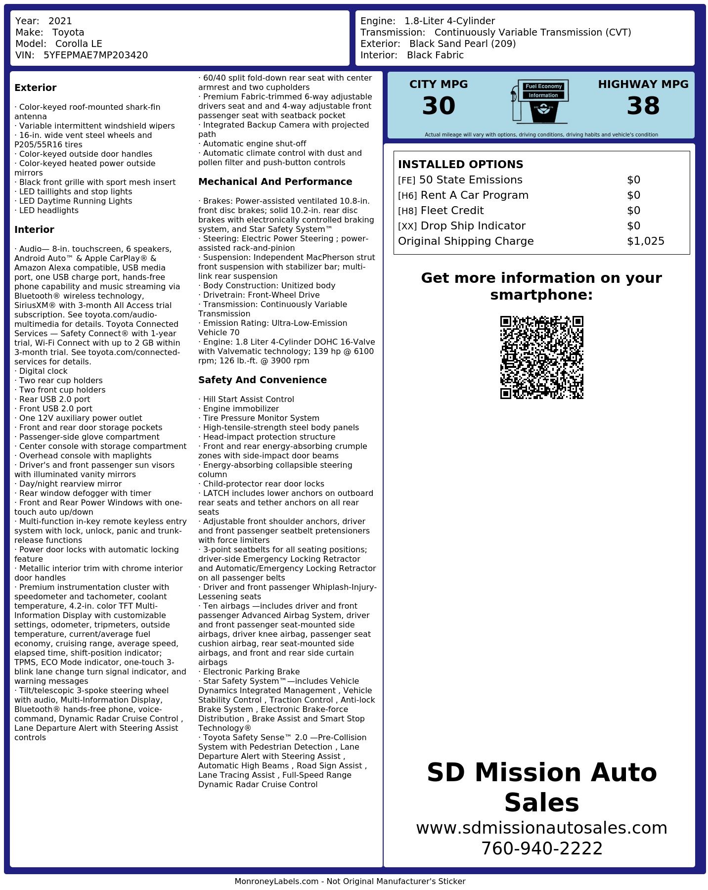 Monroney Label