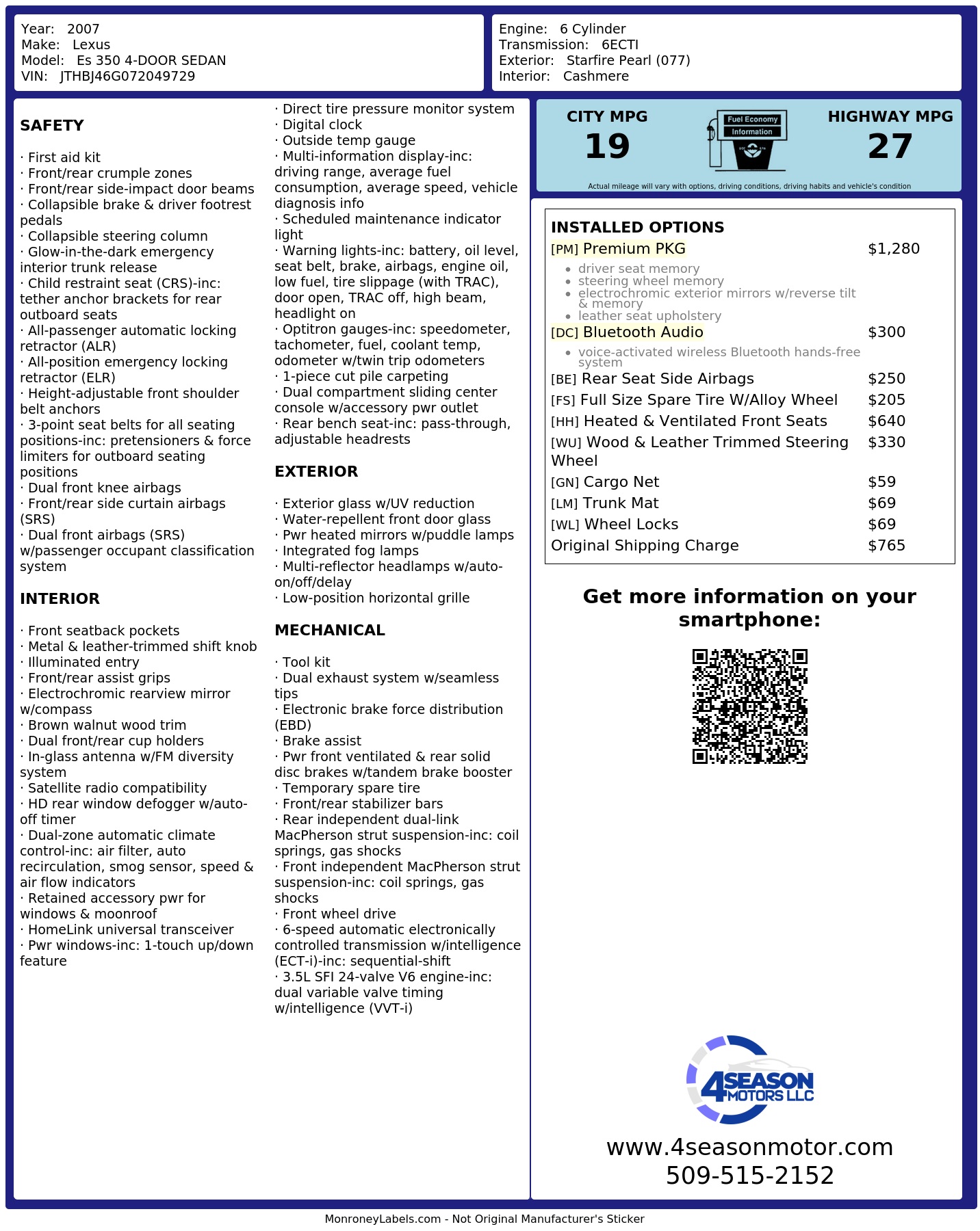 Monroney Label