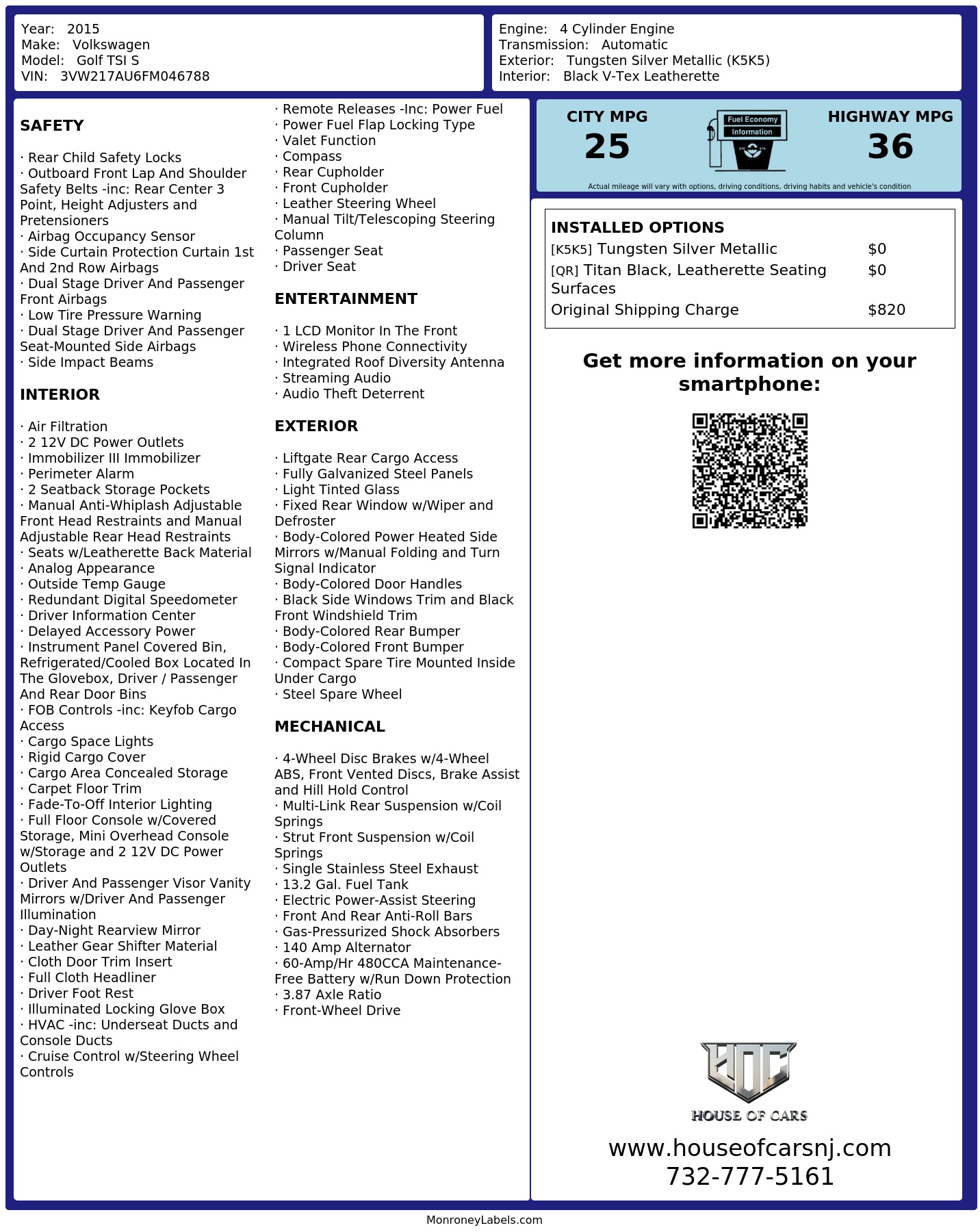Monroney Label