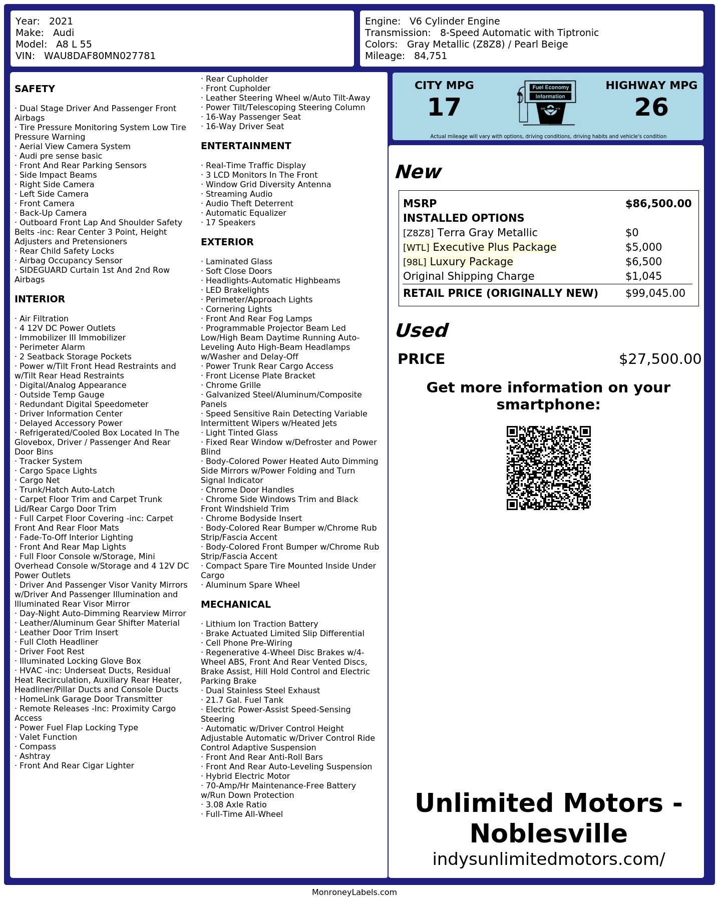 Monroney Label