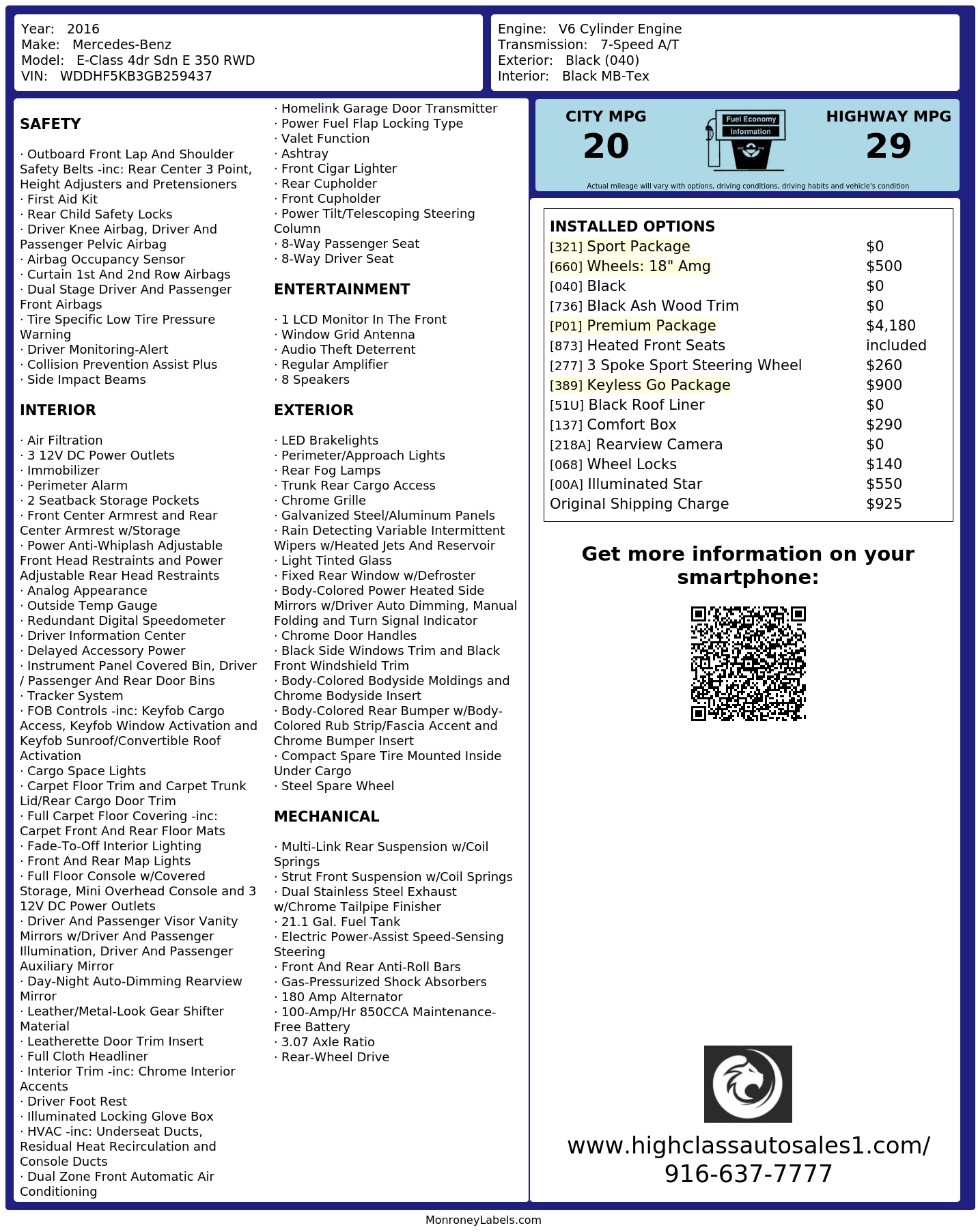 Monroney Label