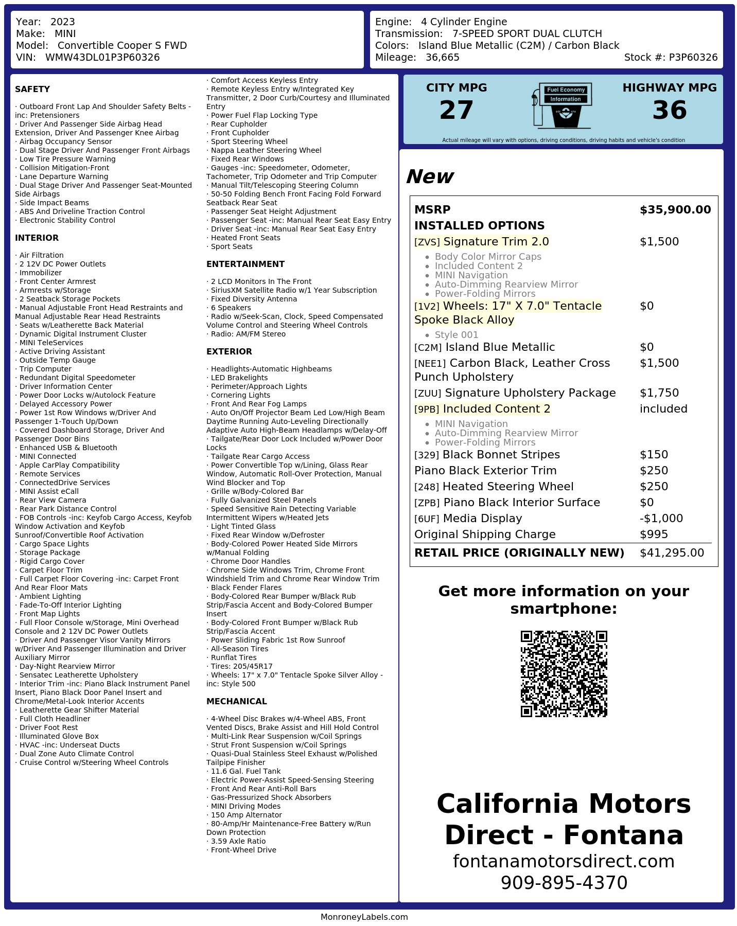 Monroney Label
