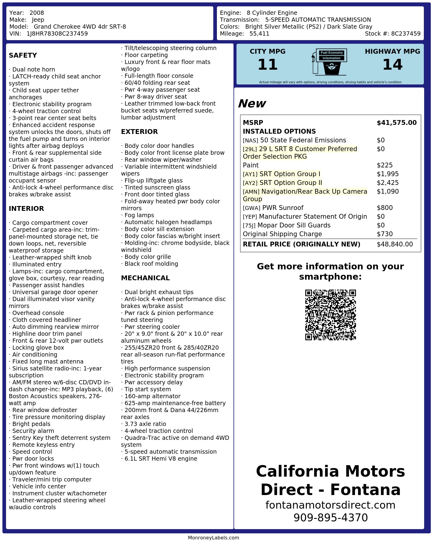 Monroney Label