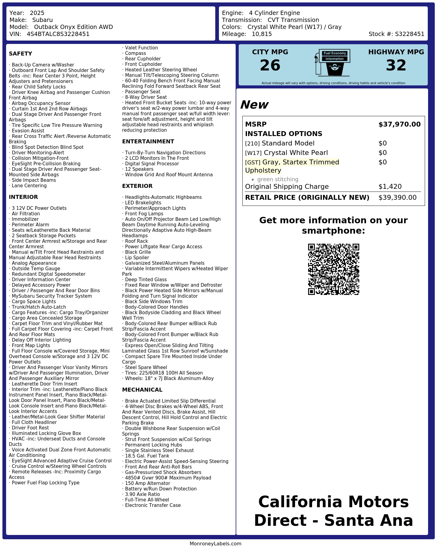 Monroney Label