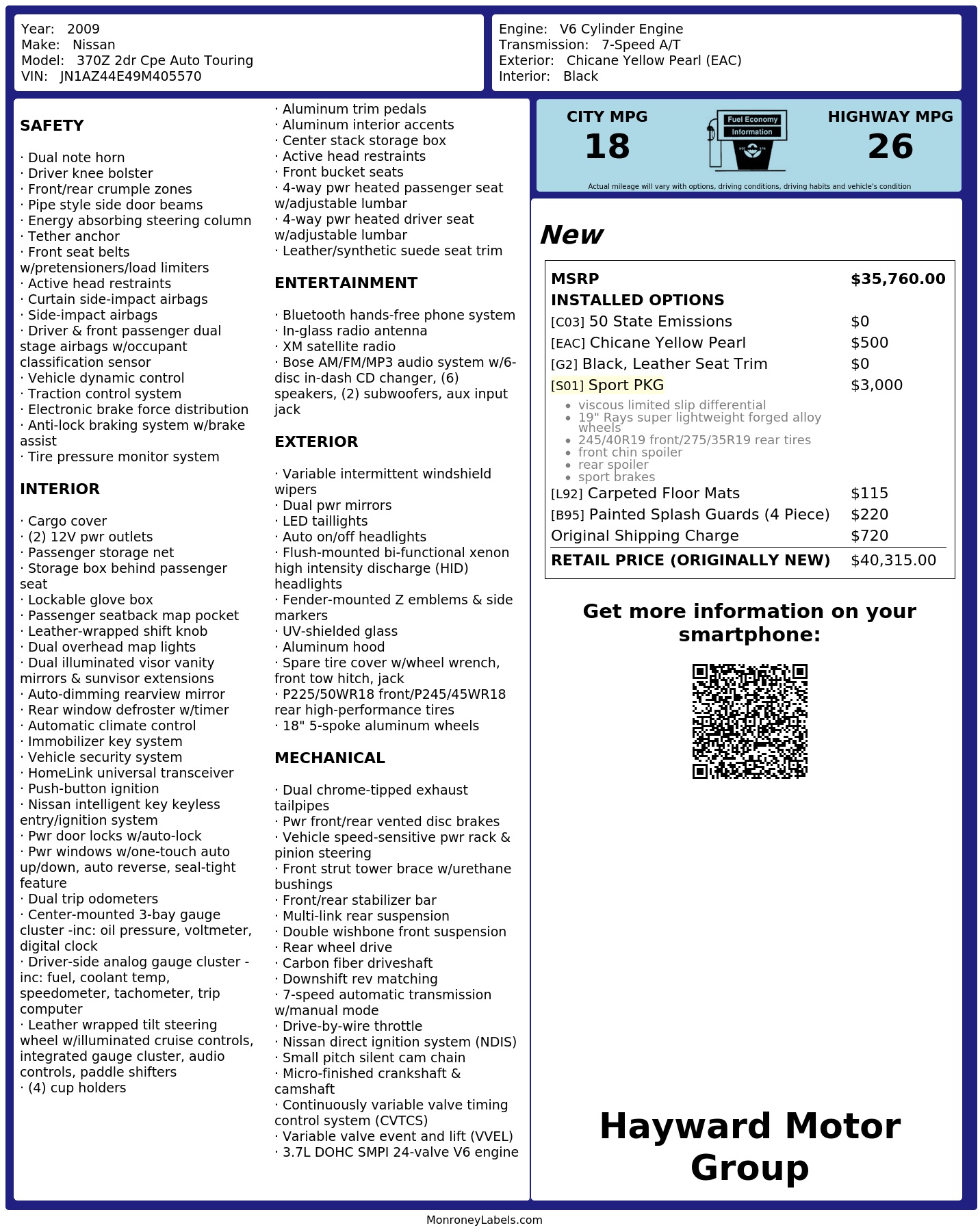 Monroney Label