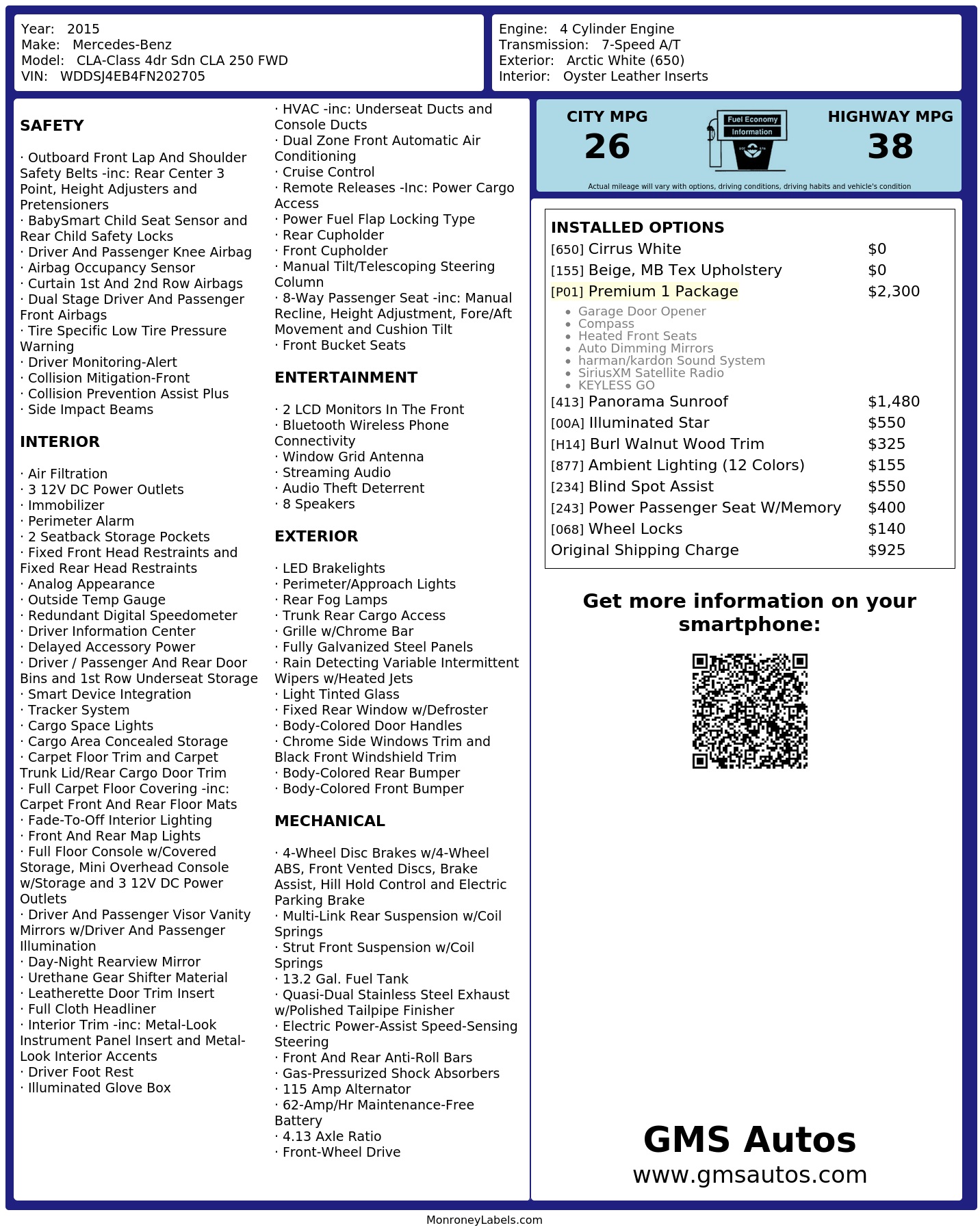 Monroney Label