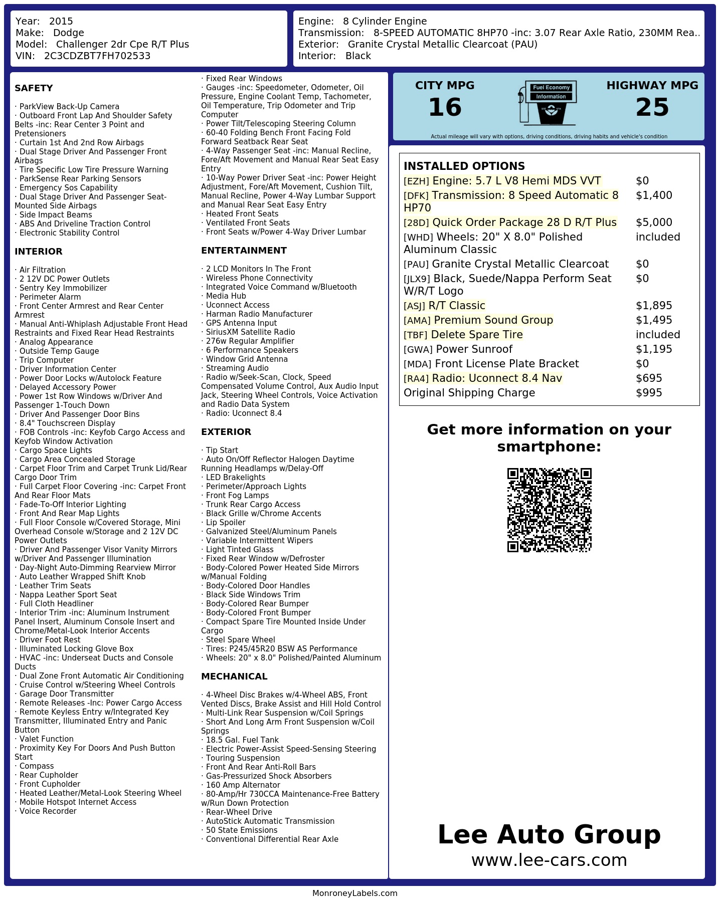 Monroney Label