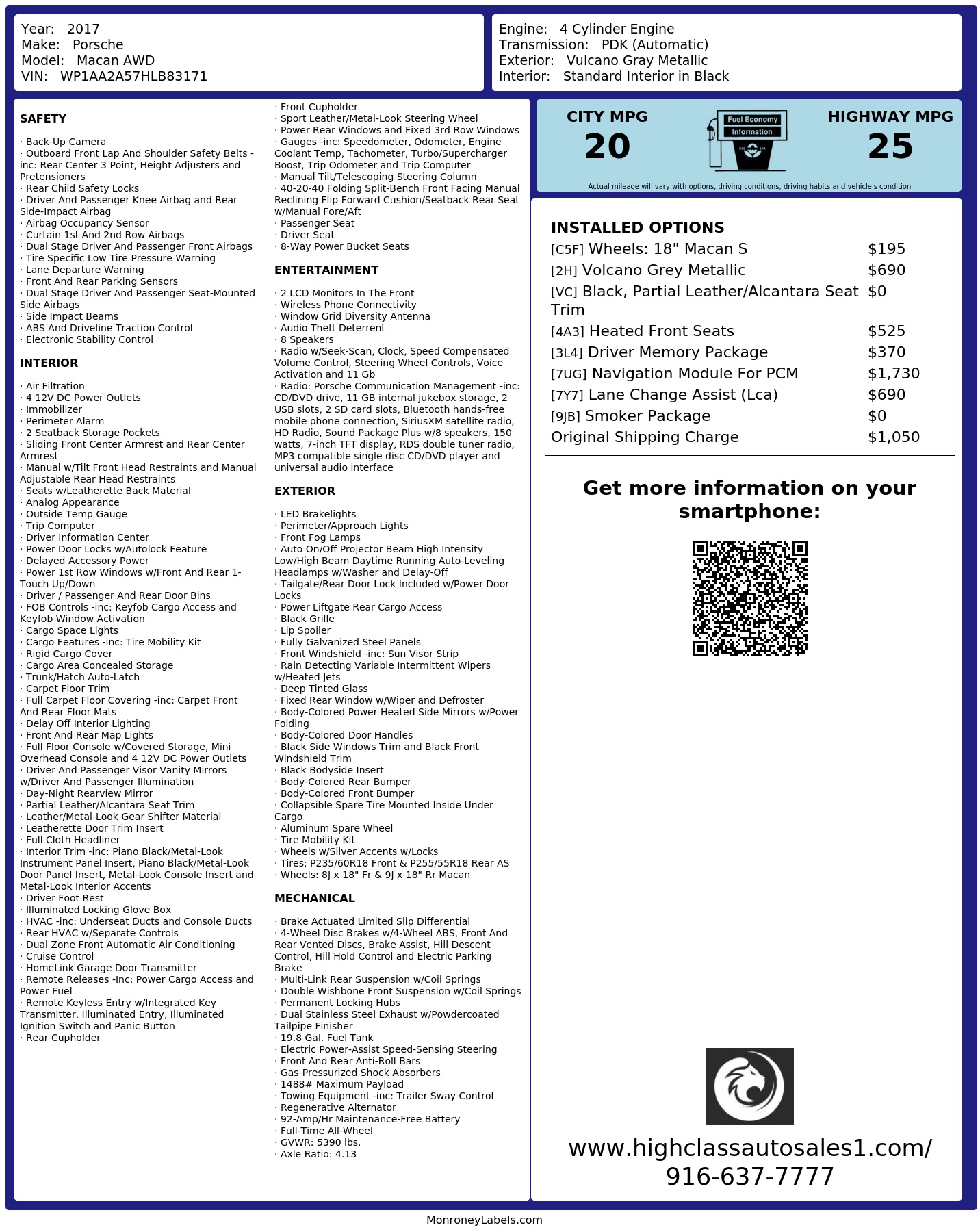 Monroney Label