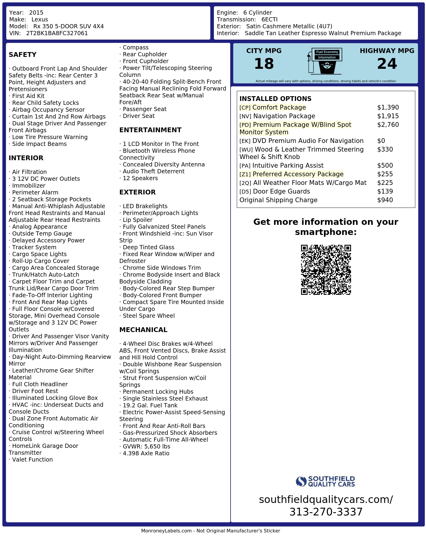 Monroney Label