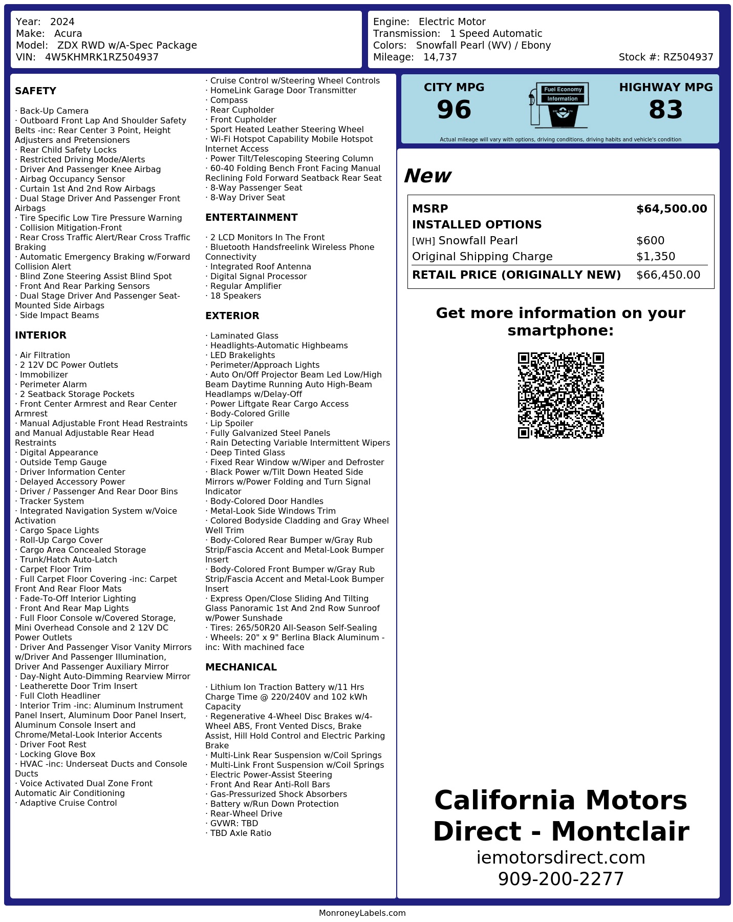 Monroney Label