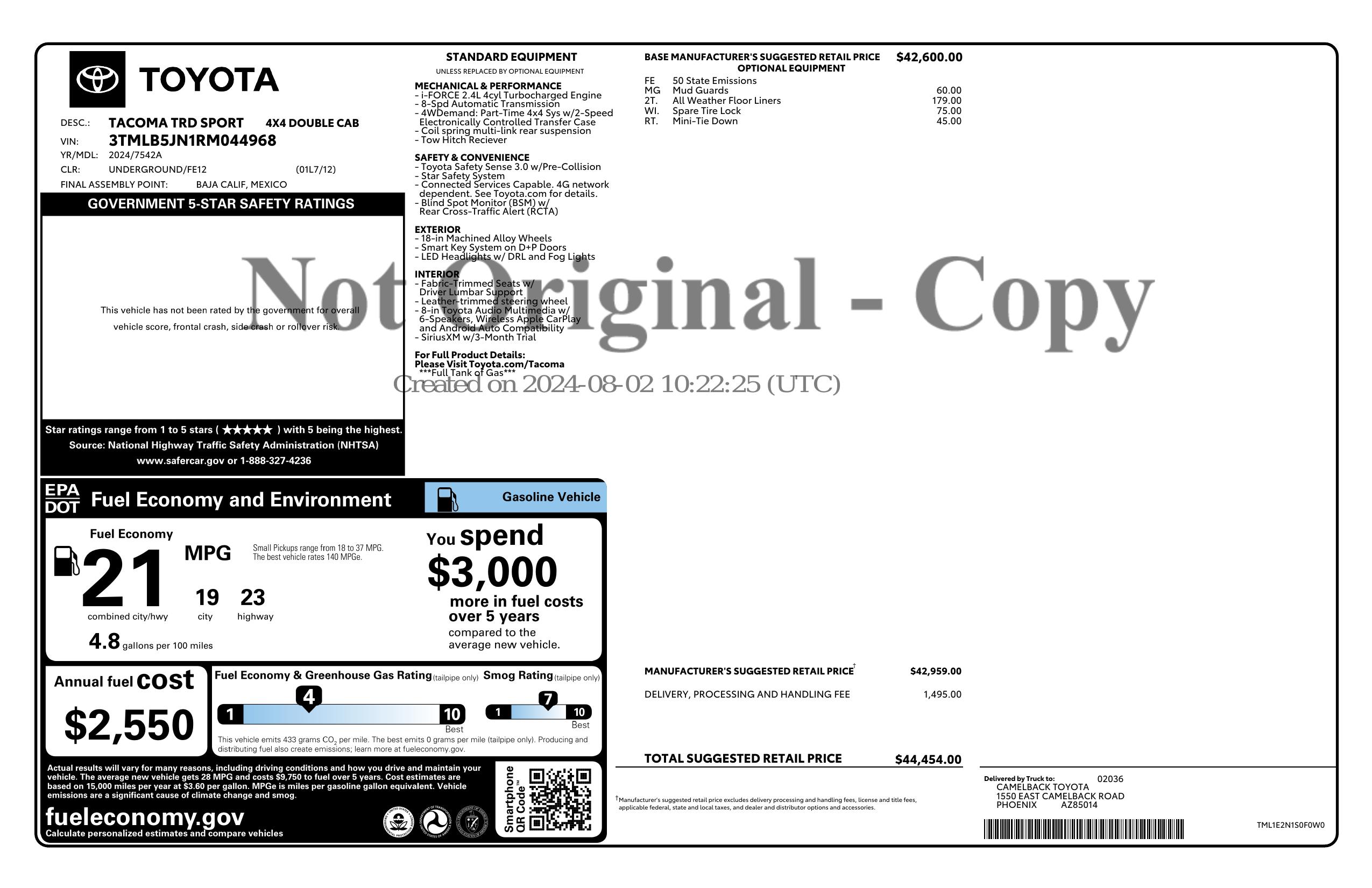 Monroney Label