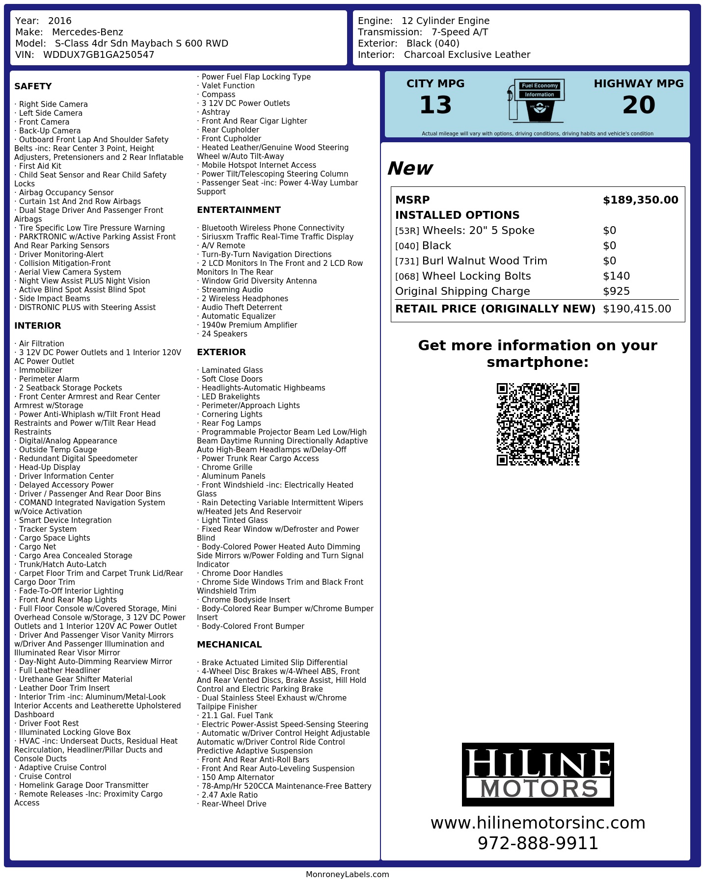 Monroney Label