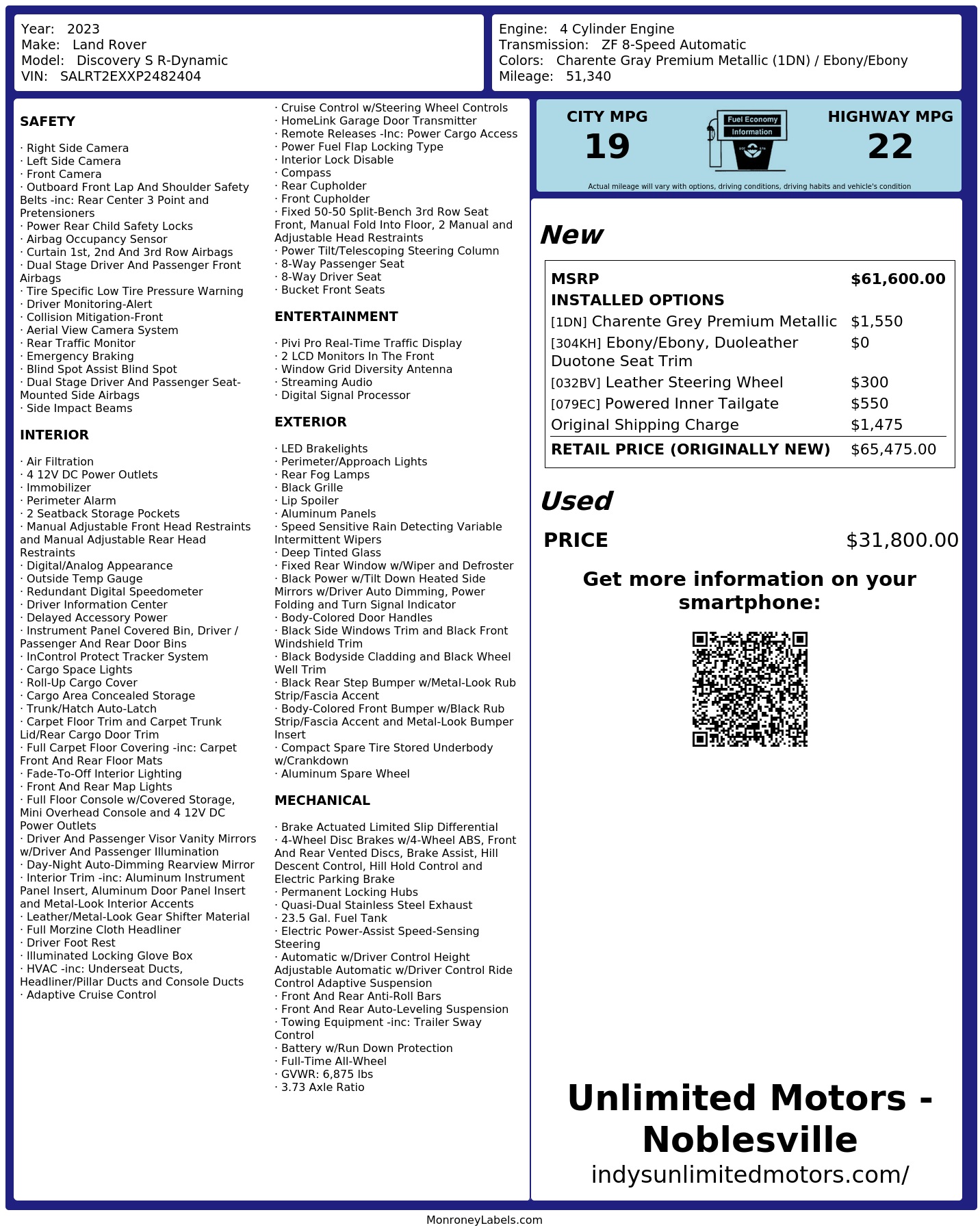Monroney Label