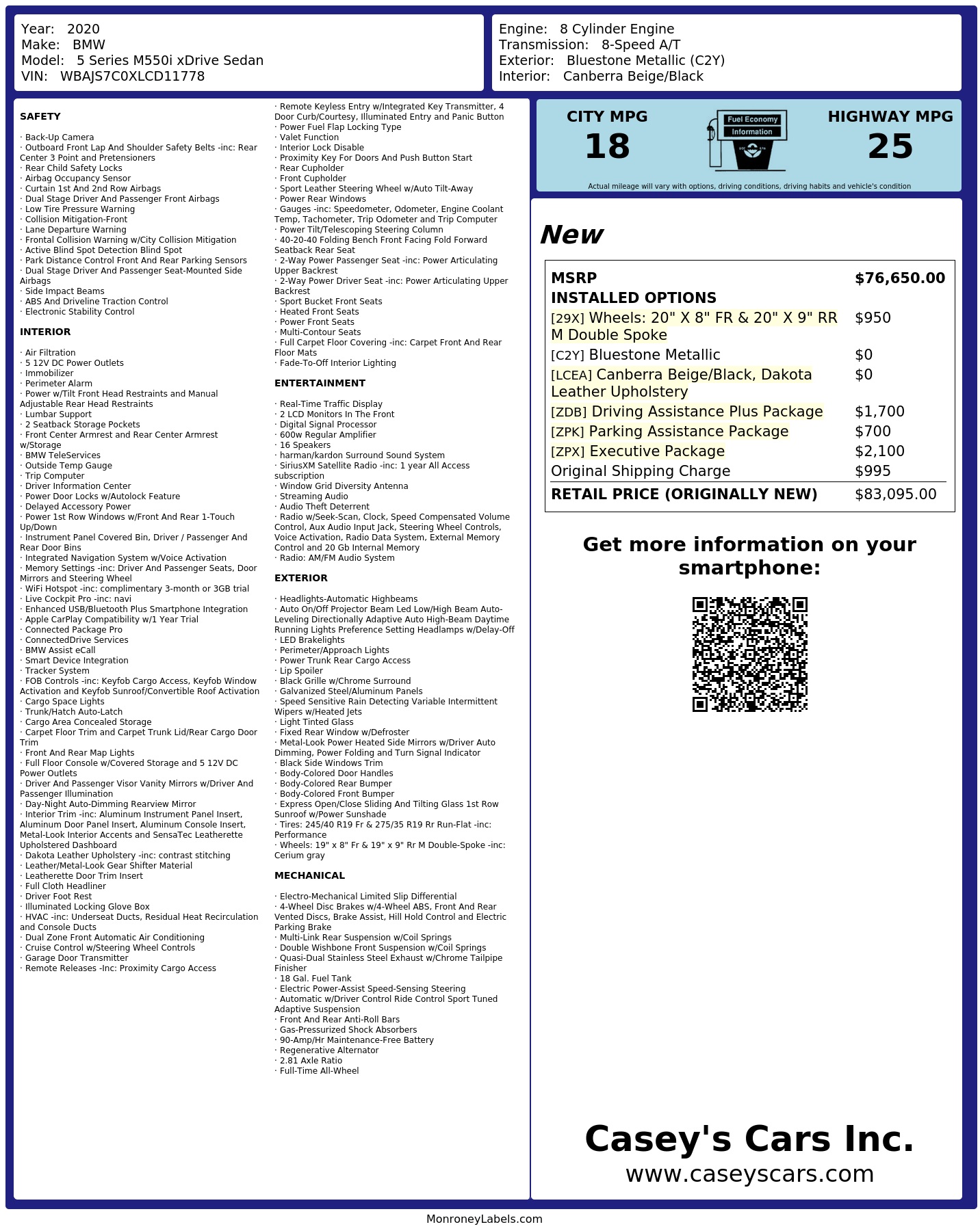 Monroney Label