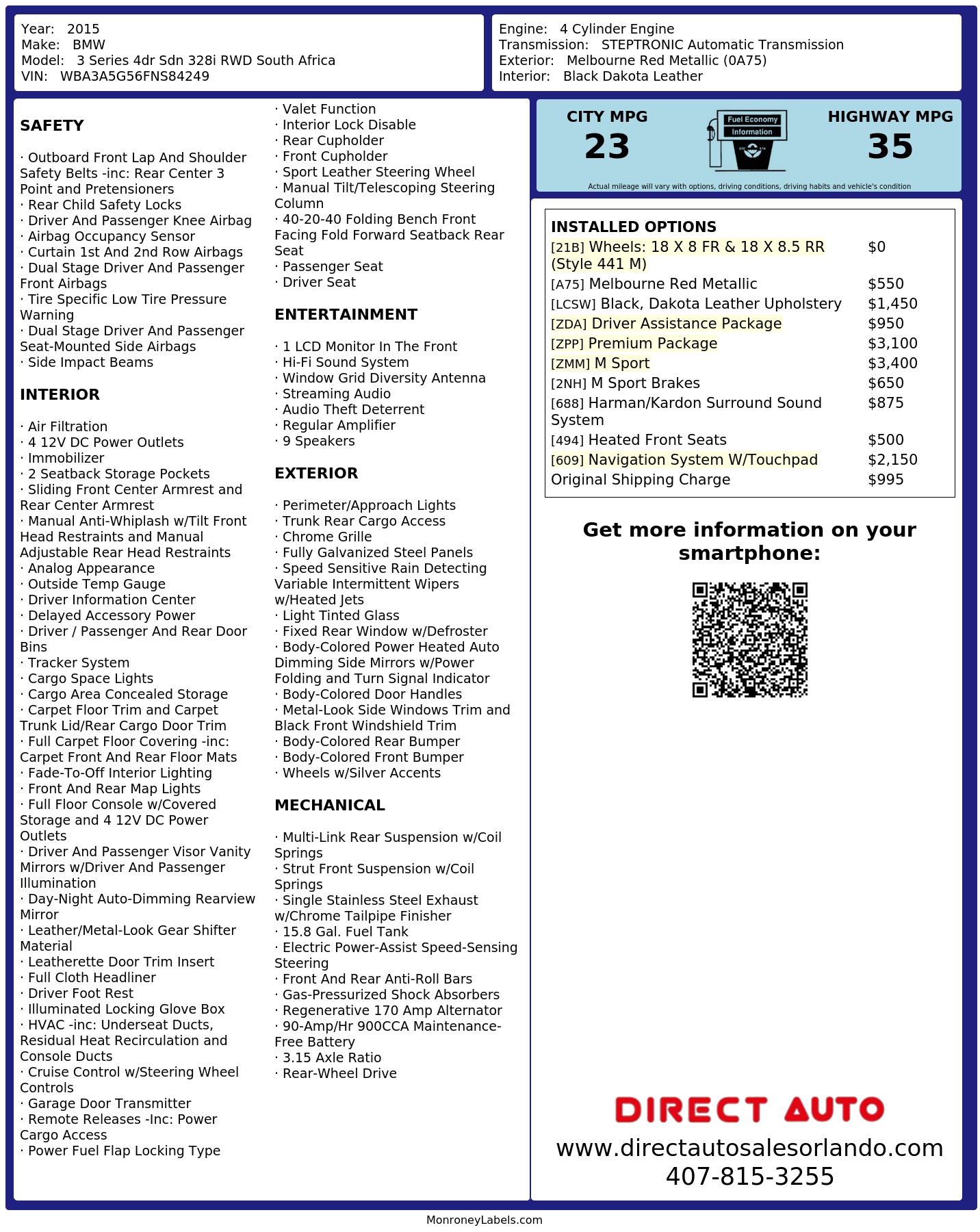 Monroney Label