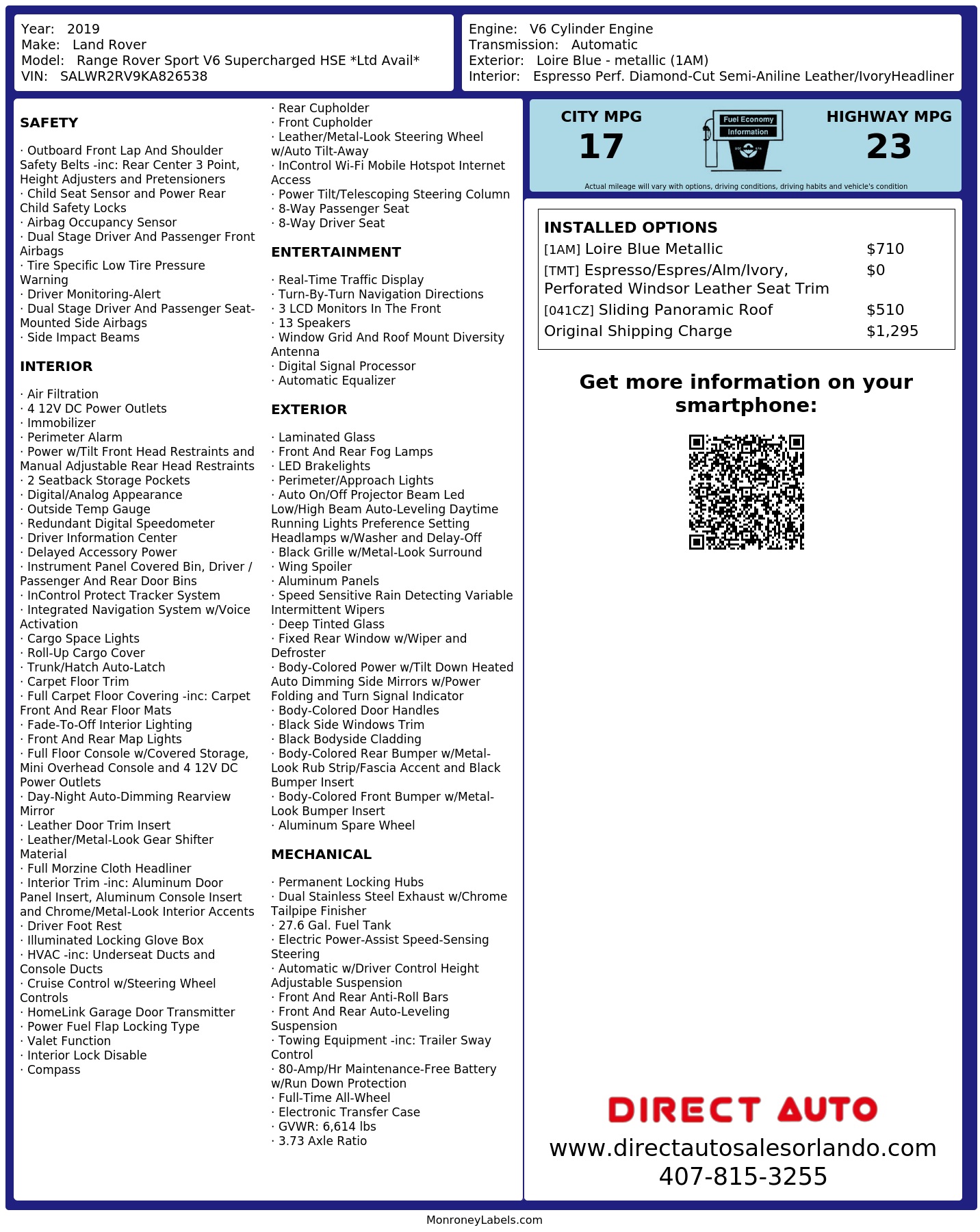 Monroney Label