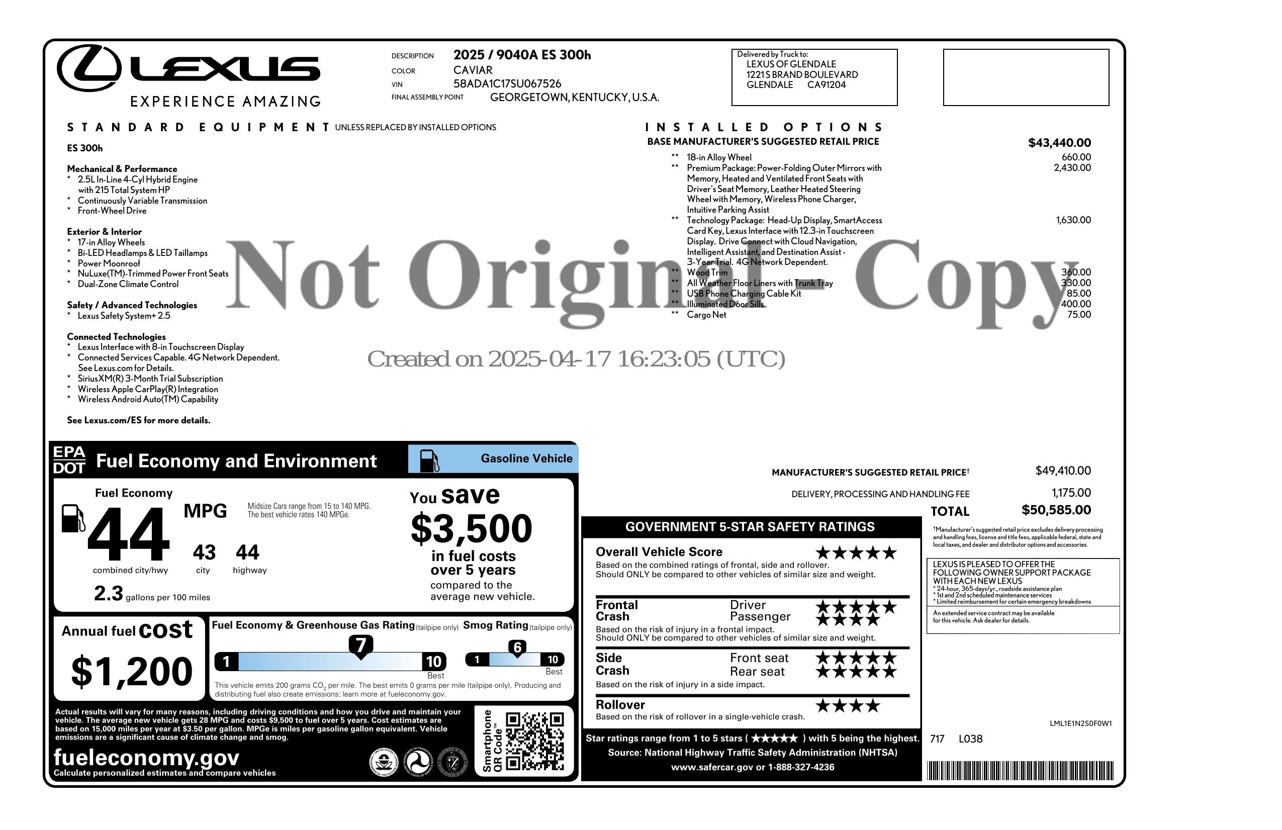 Monroney Label