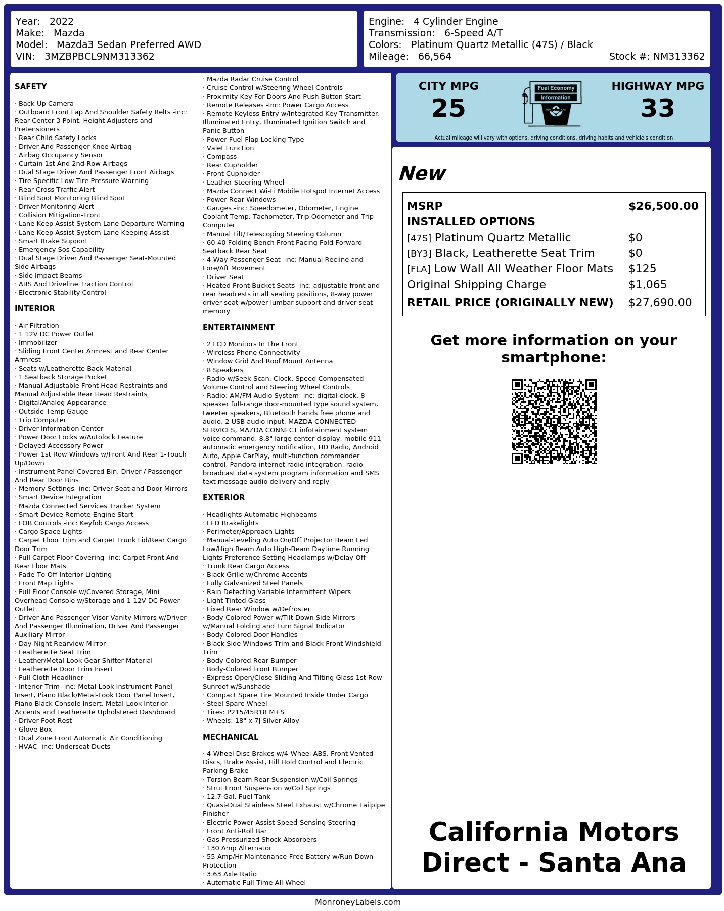 Monroney Label