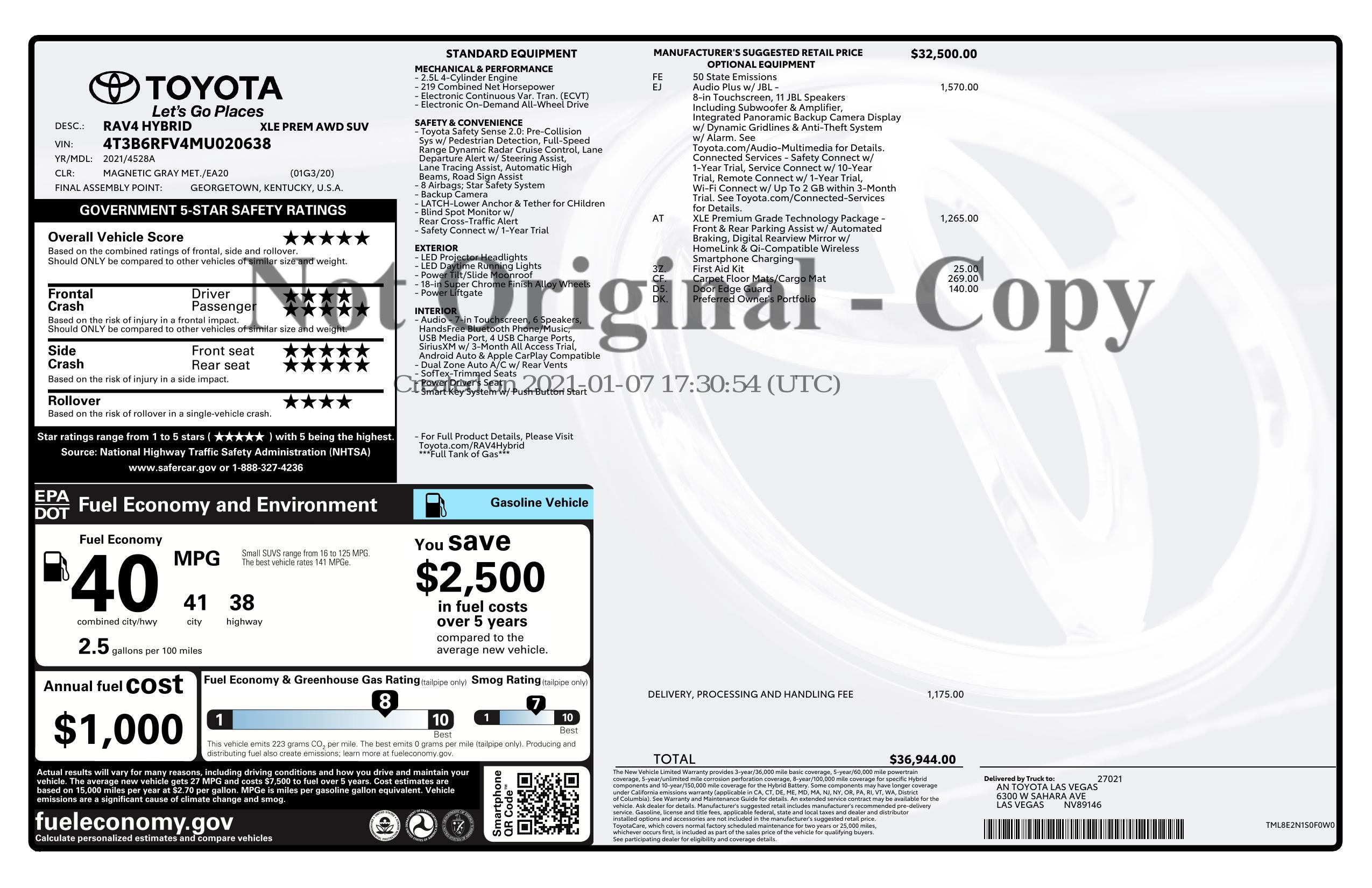 Monroney Label