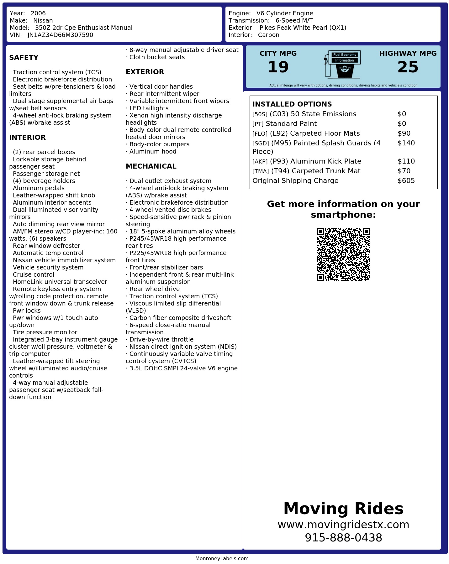 Monroney Label