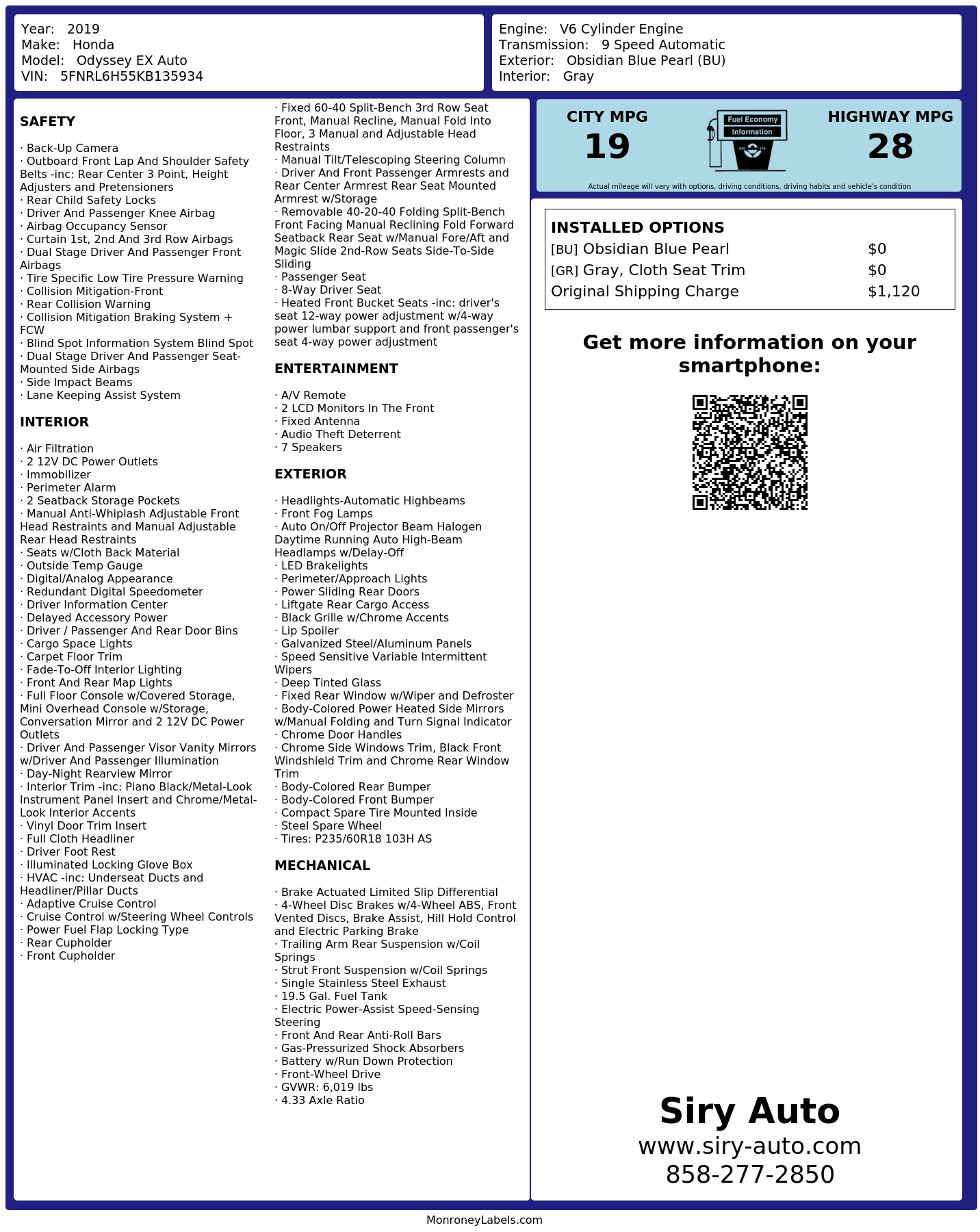 Monroney Label