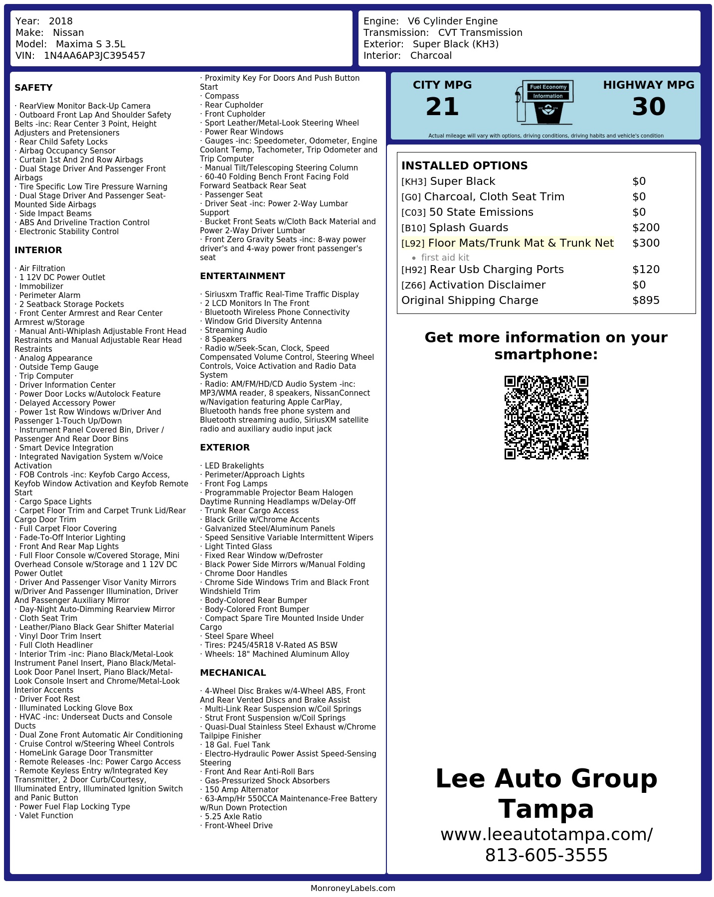 Monroney Label