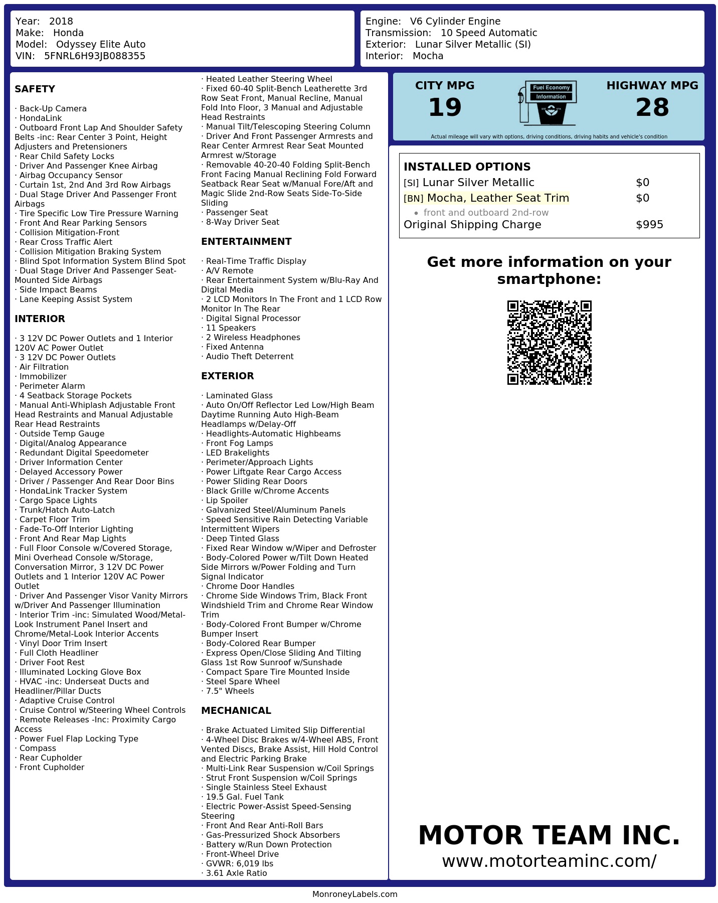 Monroney Label