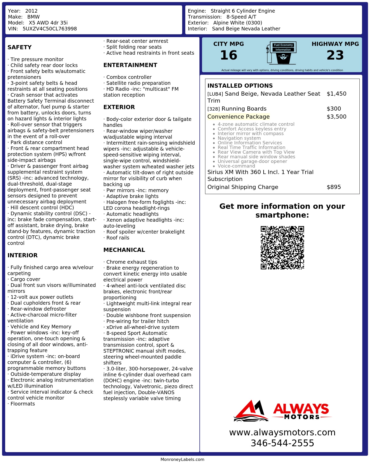 Monroney Label