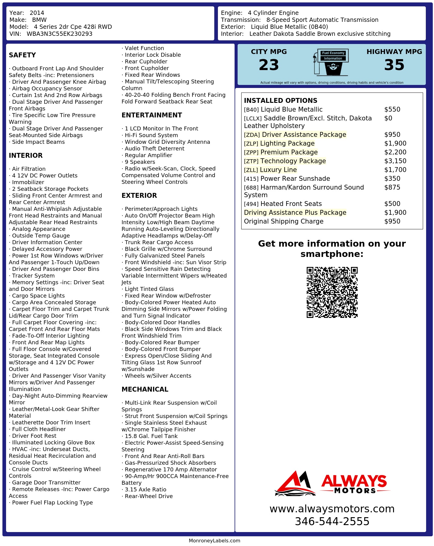 Monroney Label