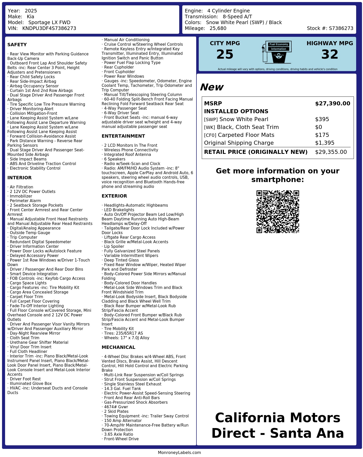 Monroney Label