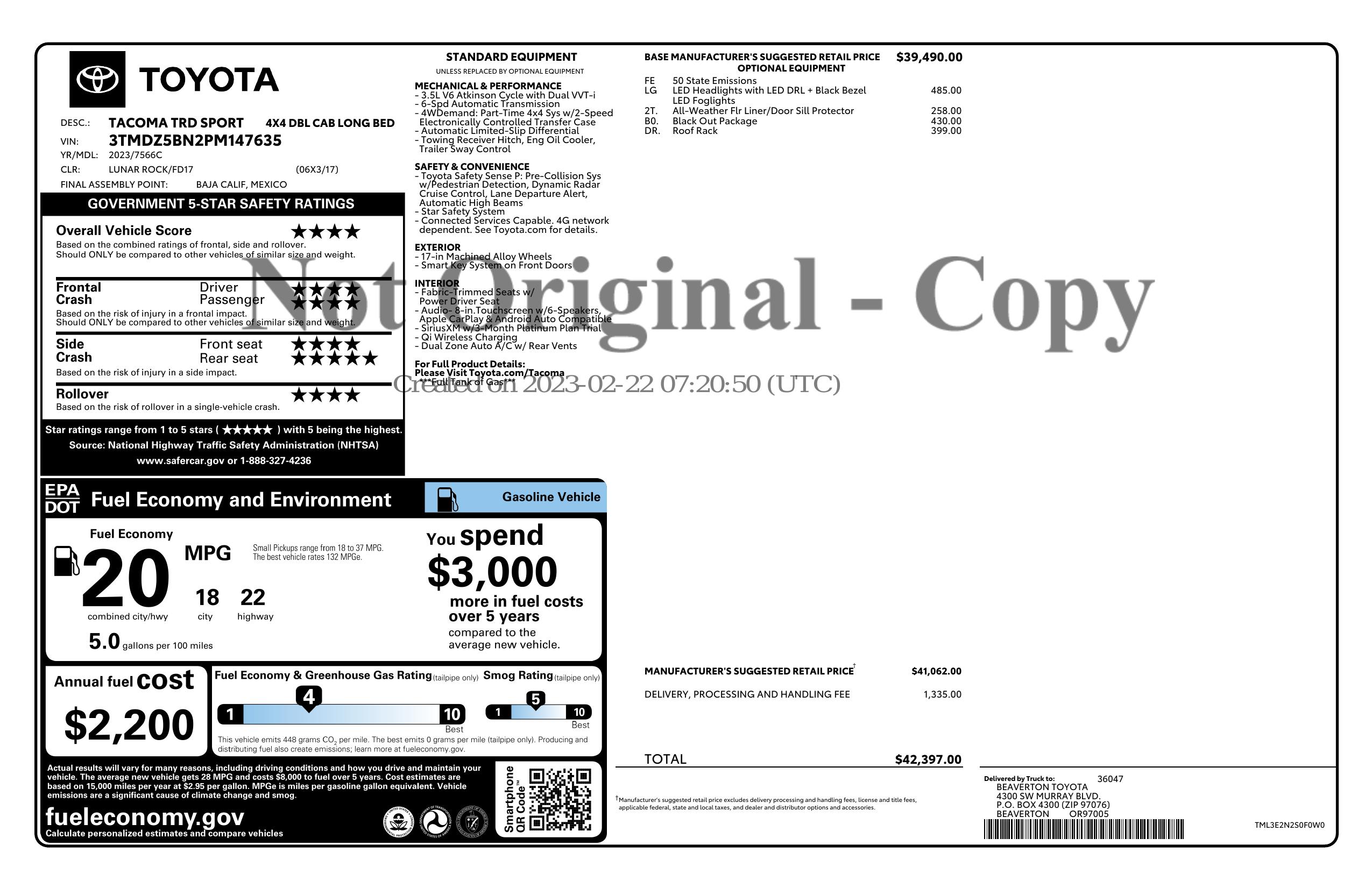 Monroney Label