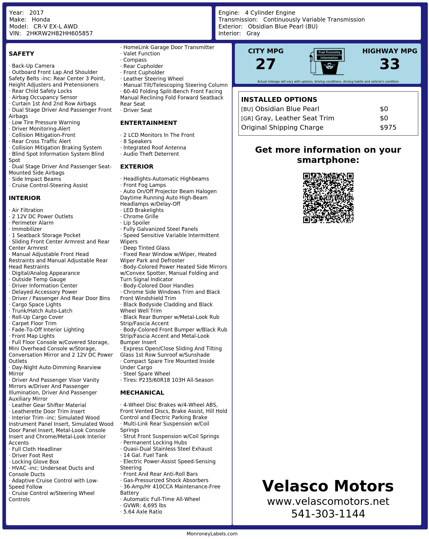 Monroney Label