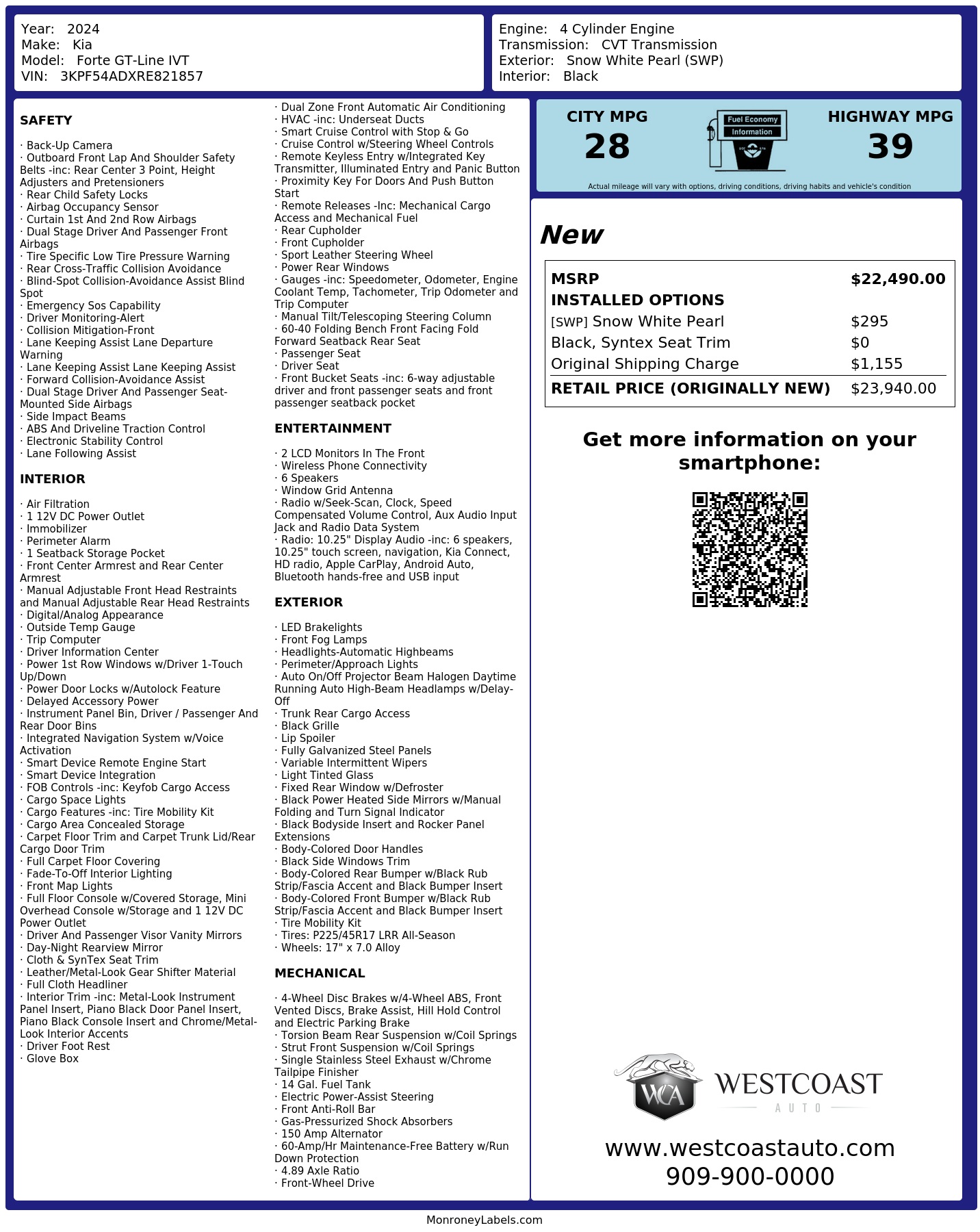Monroney Label