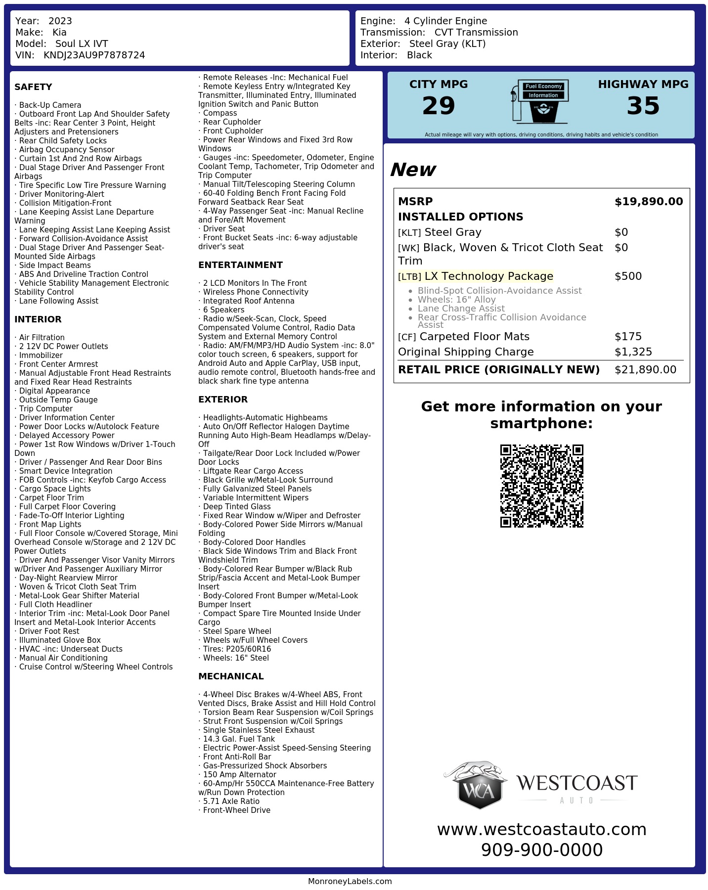 Monroney Label