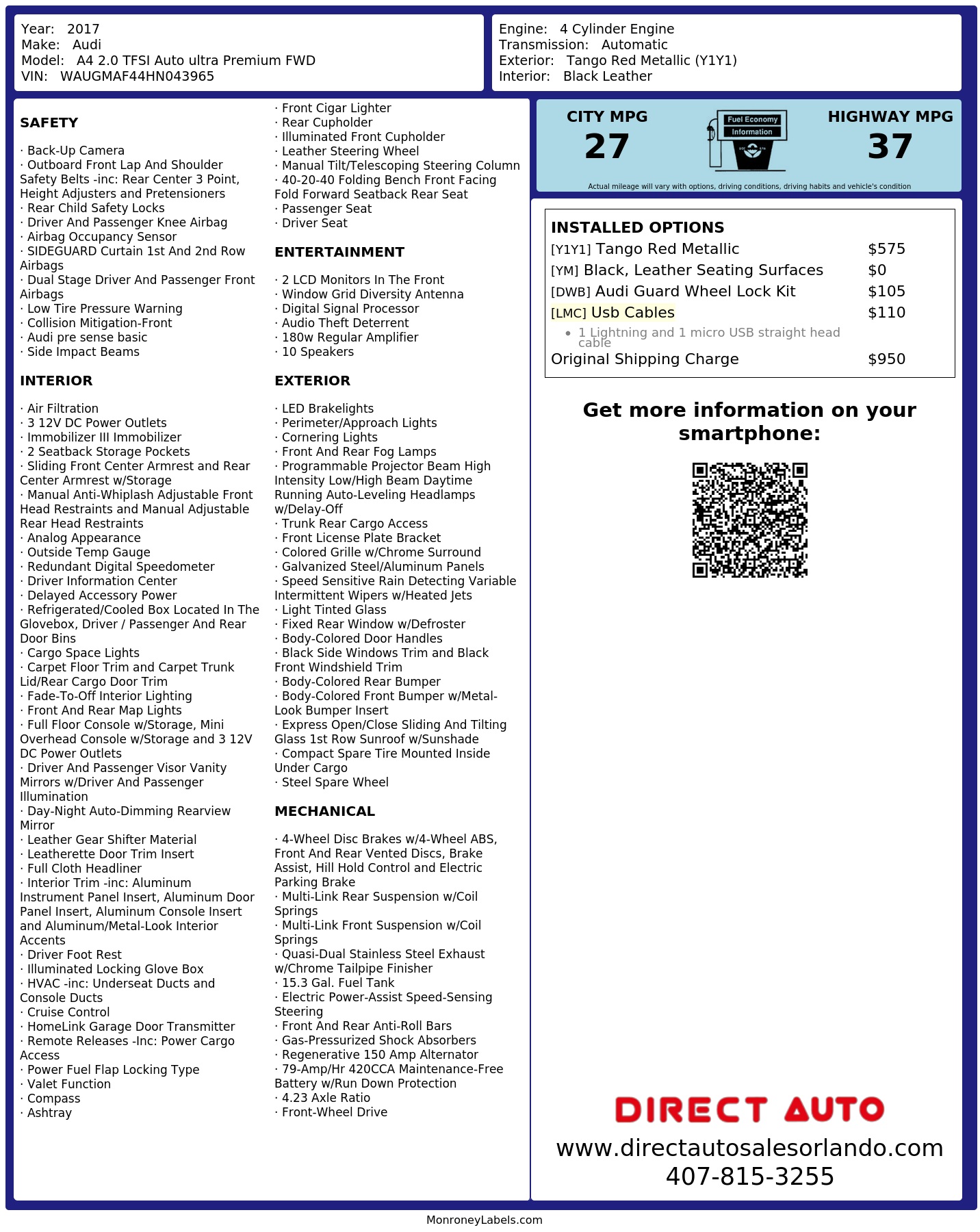 Monroney Label