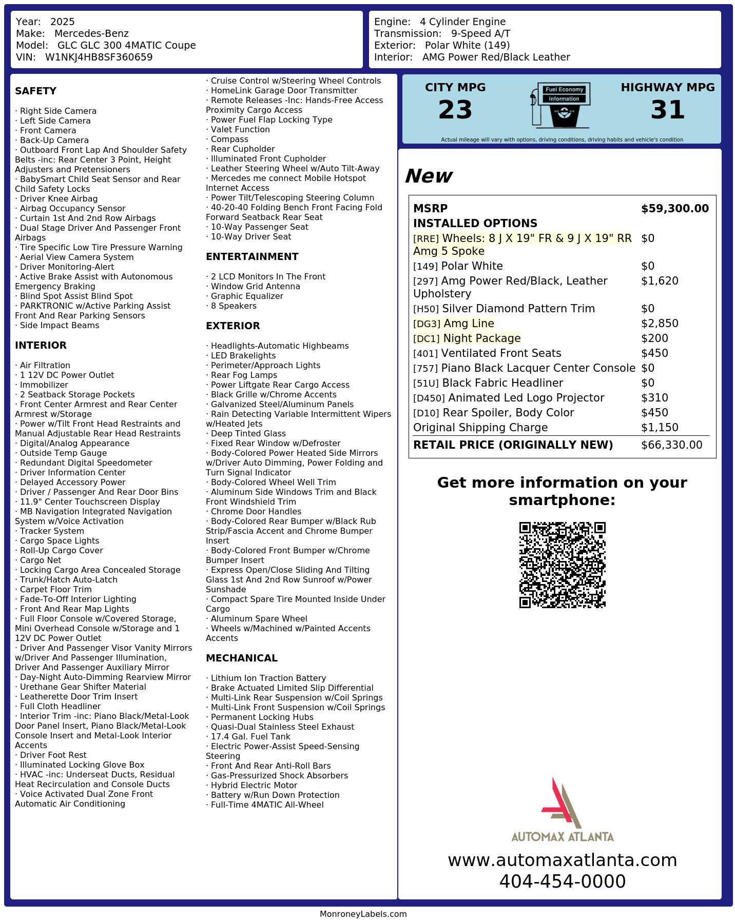 Monroney Label