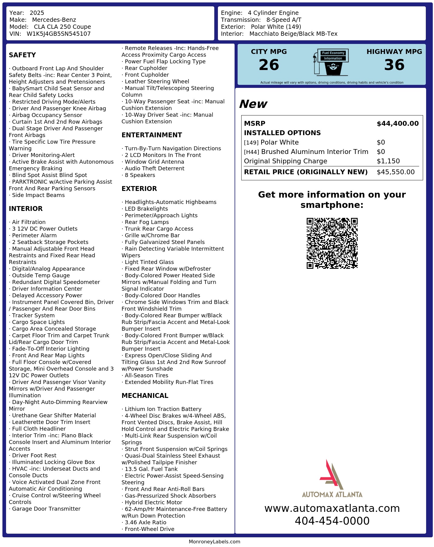 Monroney Label