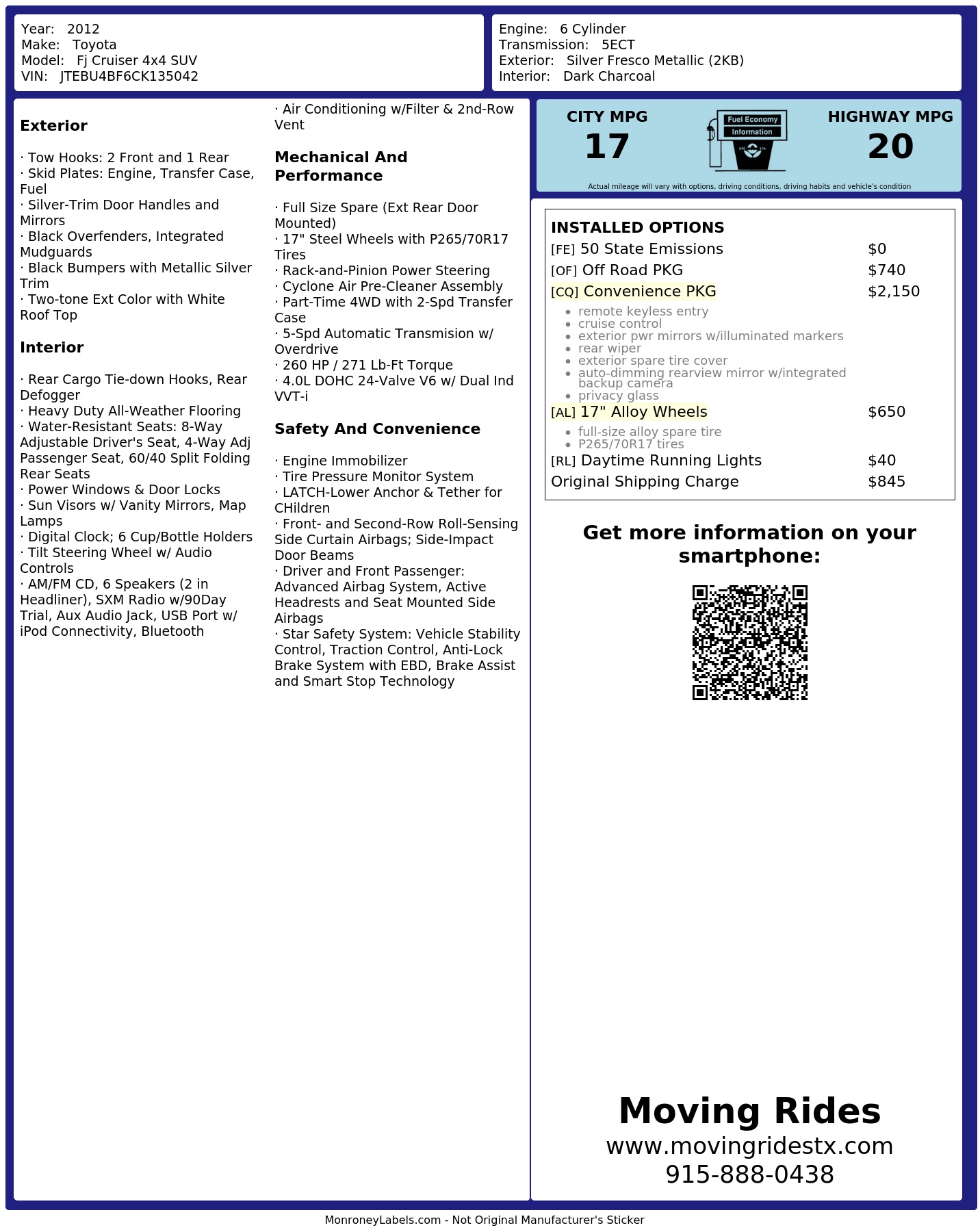 Monroney Label