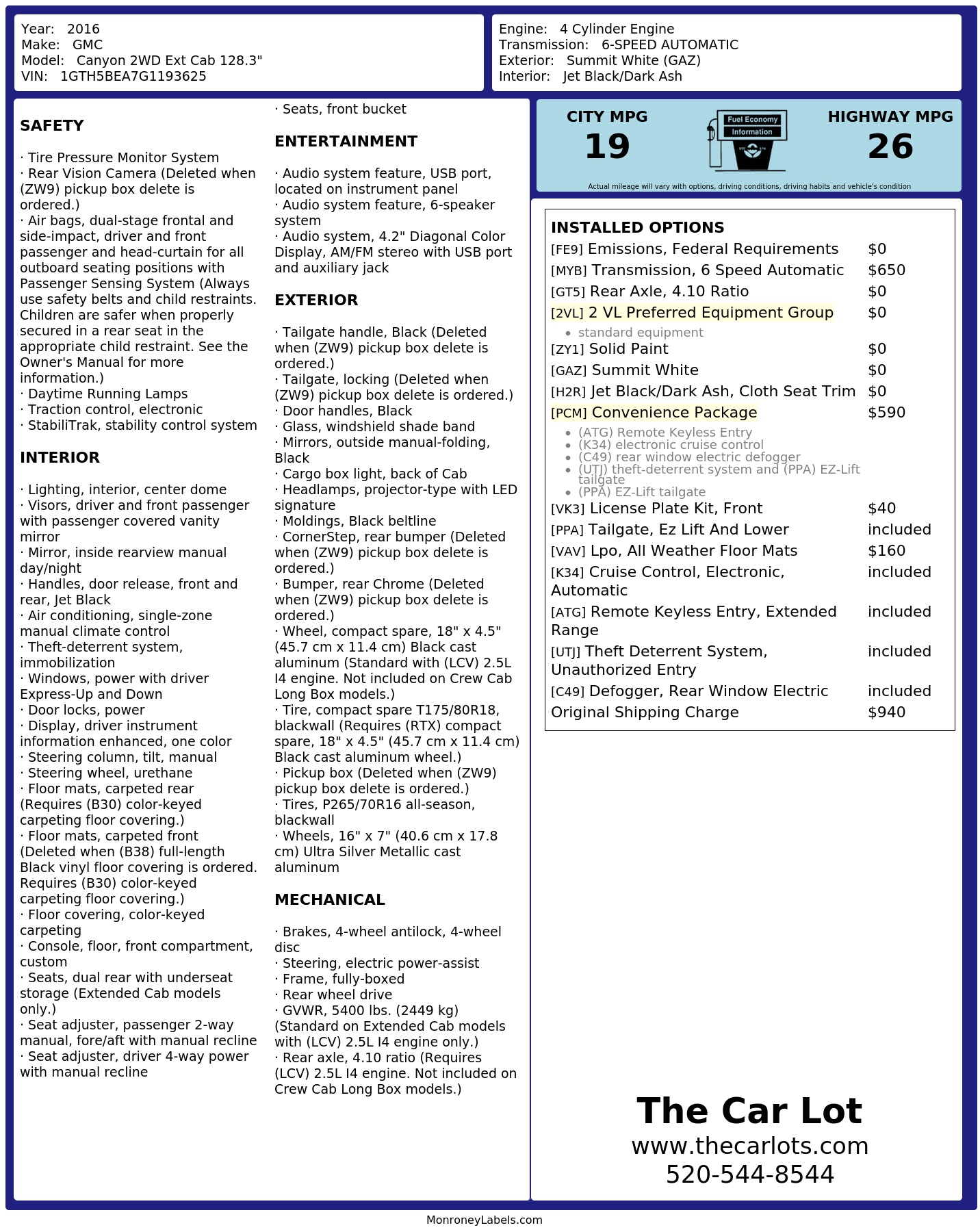 Monroney Label