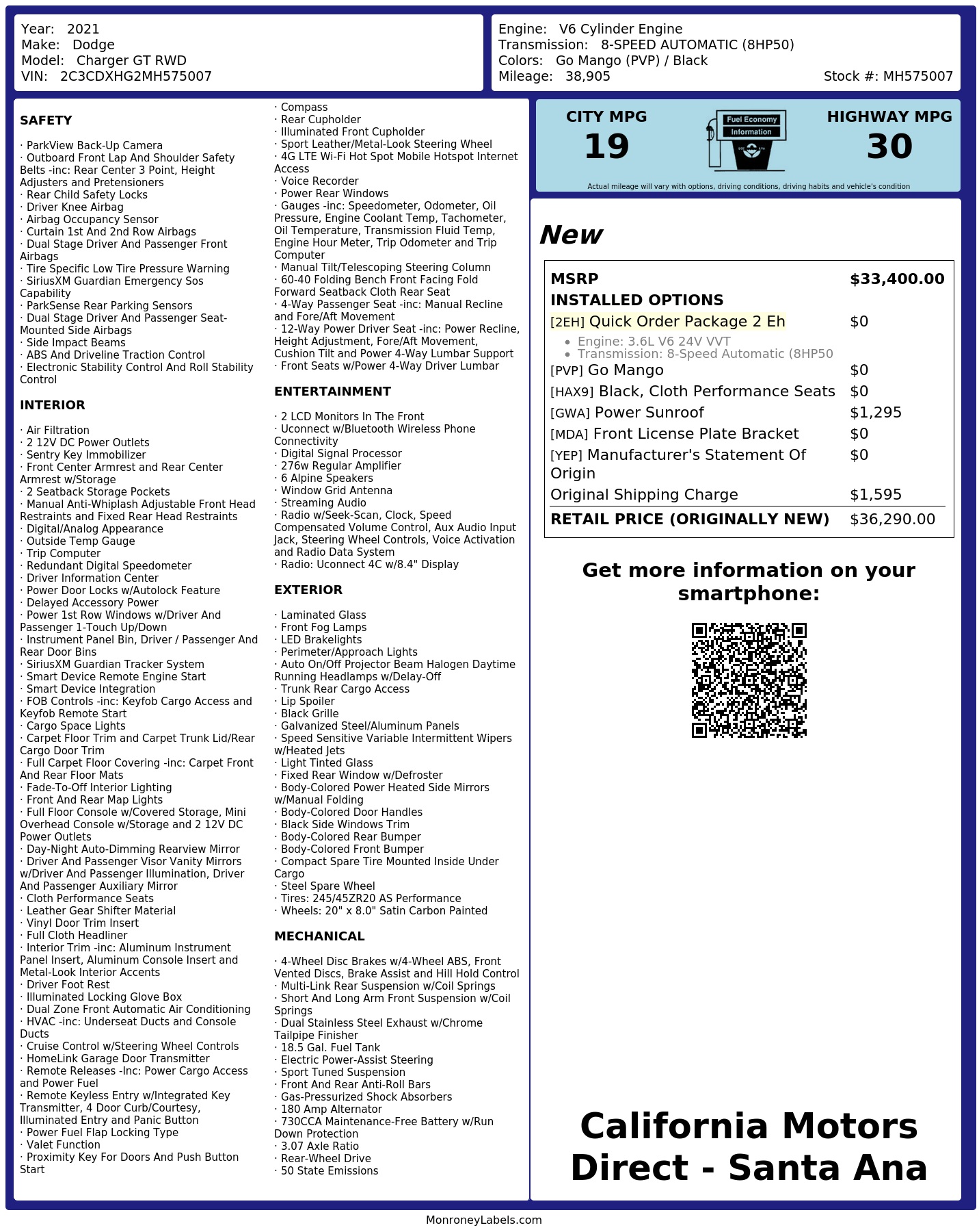 Monroney Label