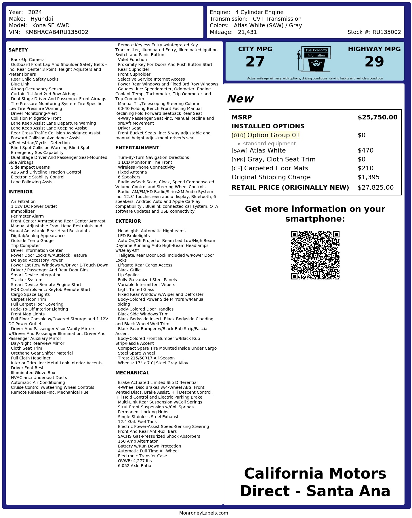 Monroney Label