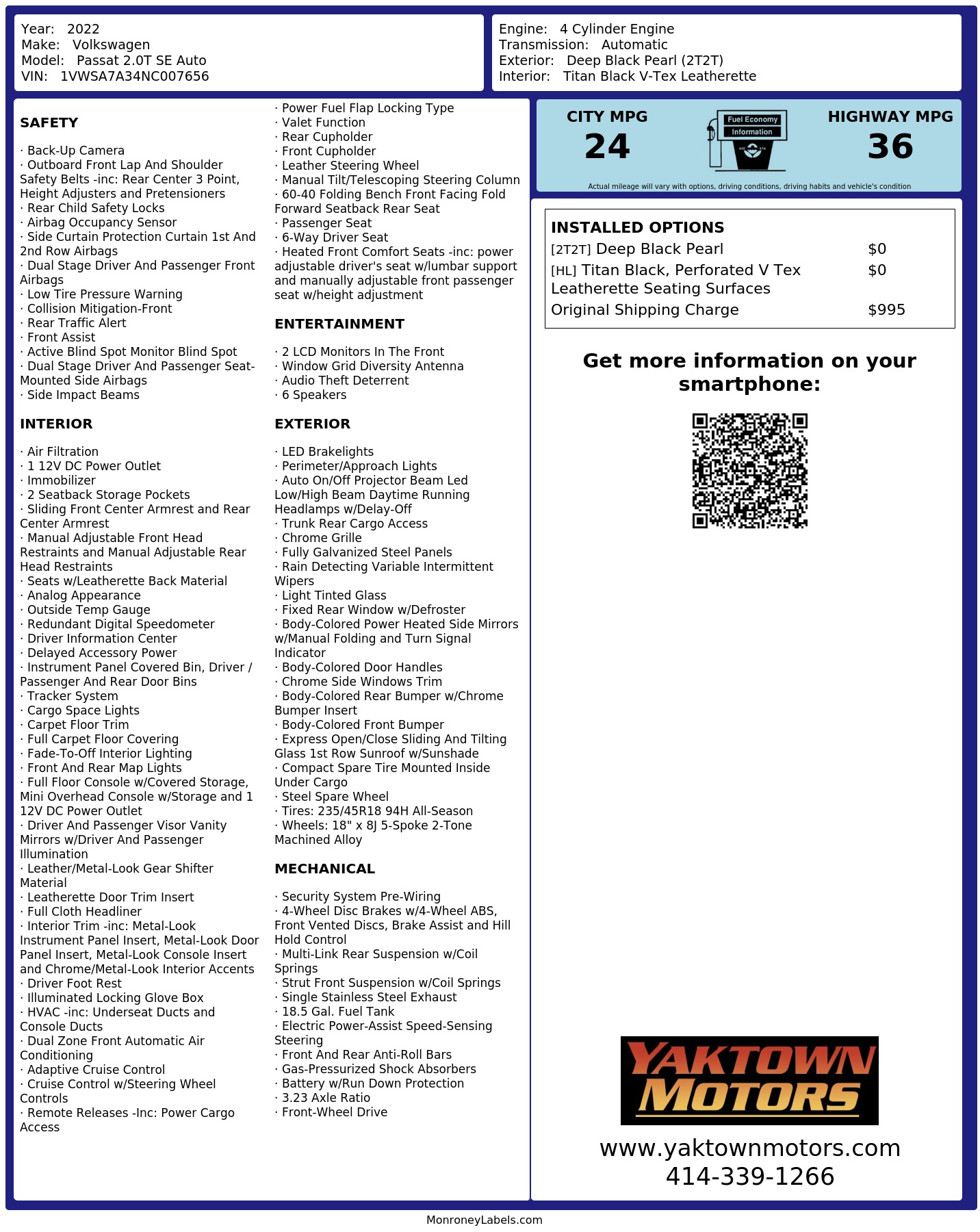 Monroney Label